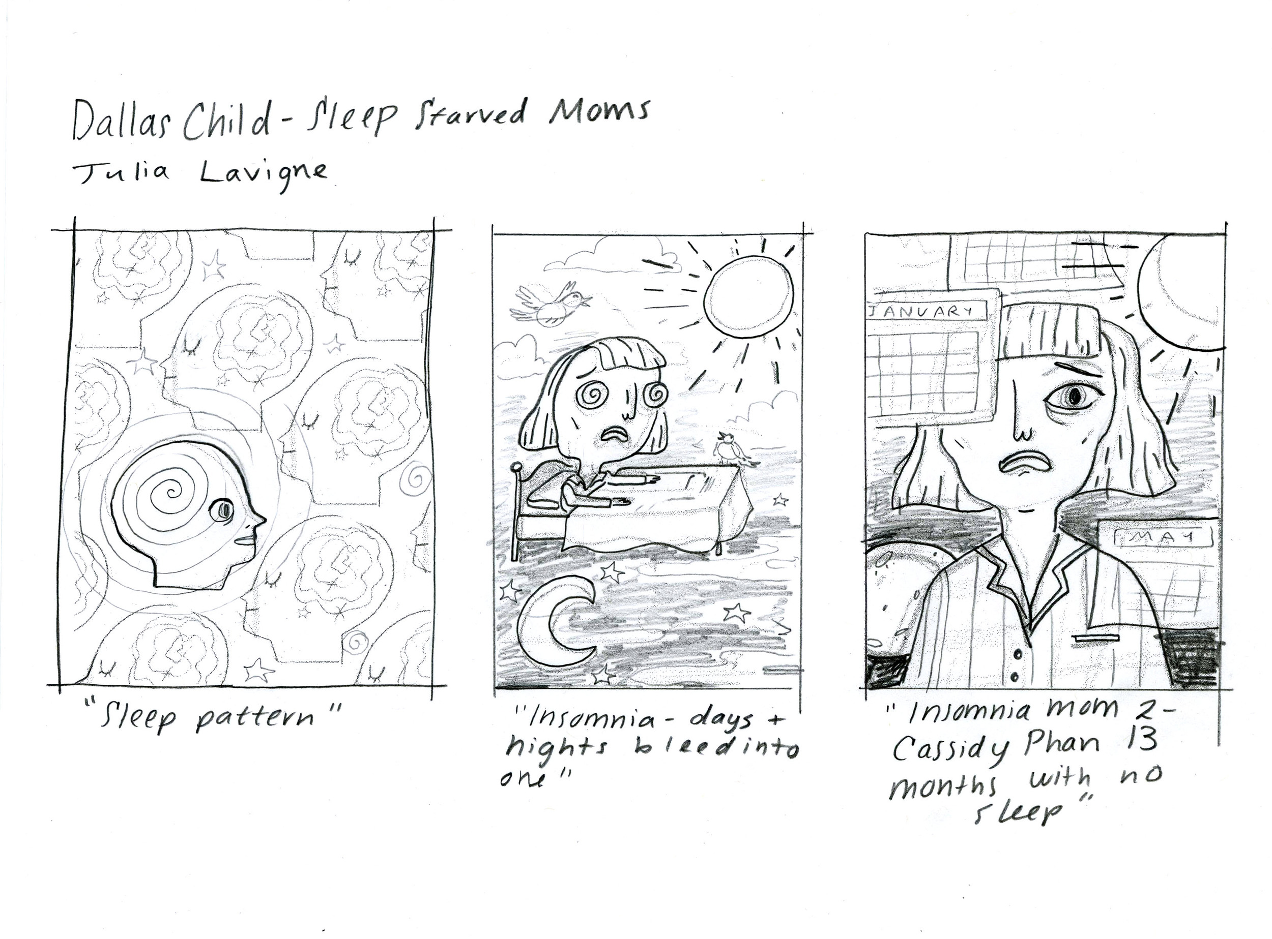 Process sketches for full page illo