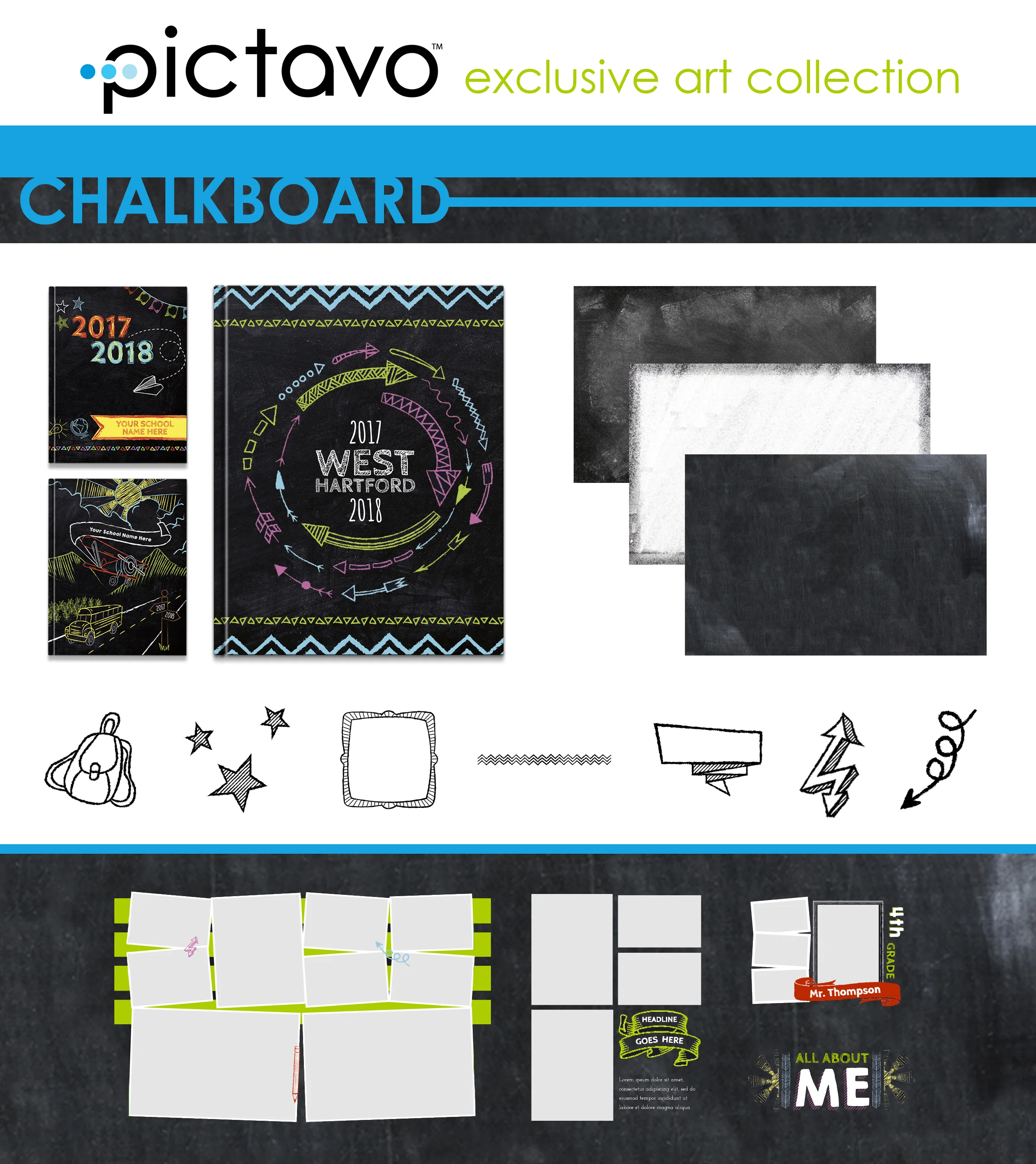 The CHALKBOARD collection is bold, bright and dynamic - fun and just a little bit retro. Get creative with fonts and word art with this delightful collection!