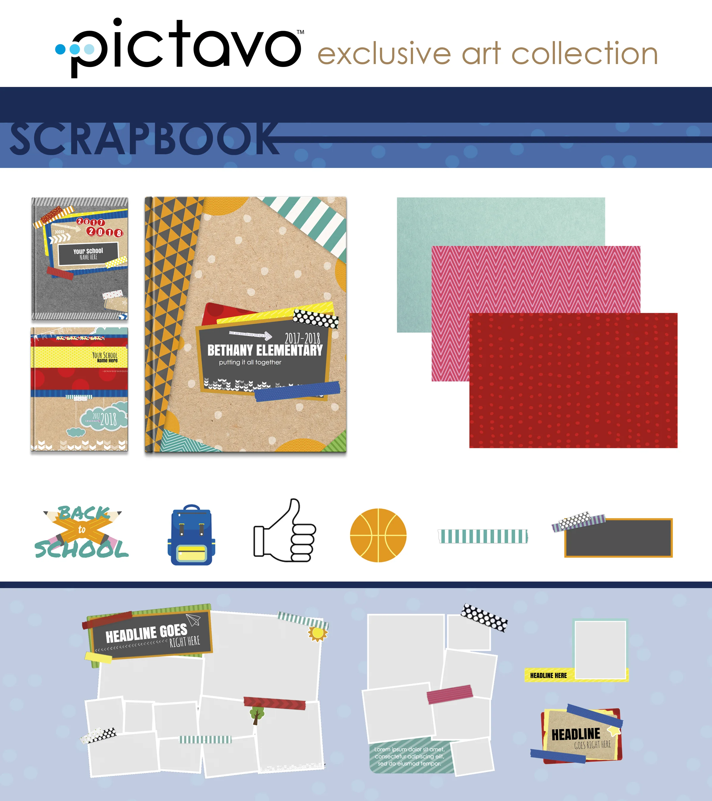 Nothing says memories like a hand-crafted SCRAPBOOK! Washi tape, construction paper and stickers fill this collection with heart-warming charm.