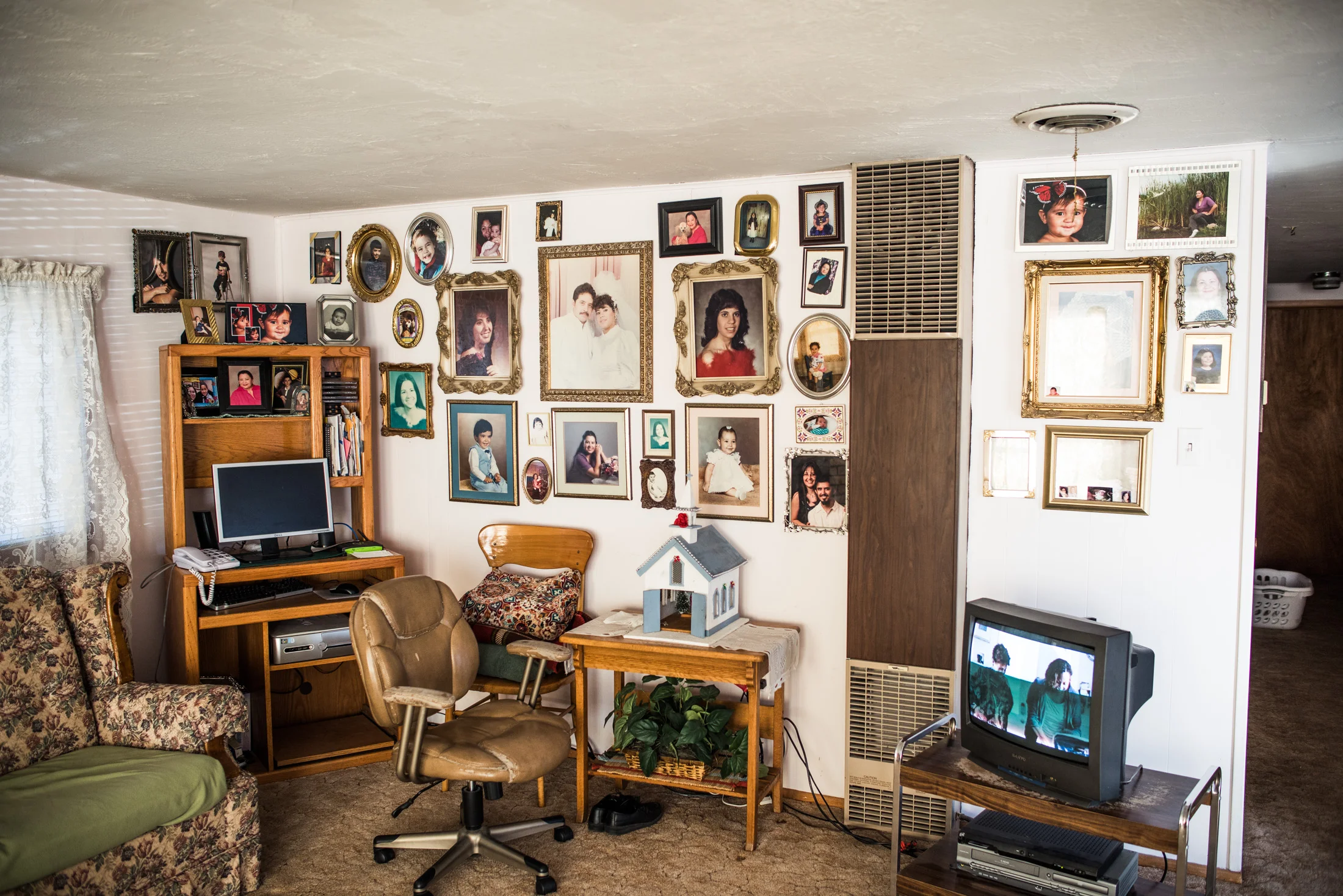 The living room of the Trujillo family home in Capitan New Mexico. Margarito Trujillo built this house with the remnants of Ford Stanton, an old west fort built in 1855.