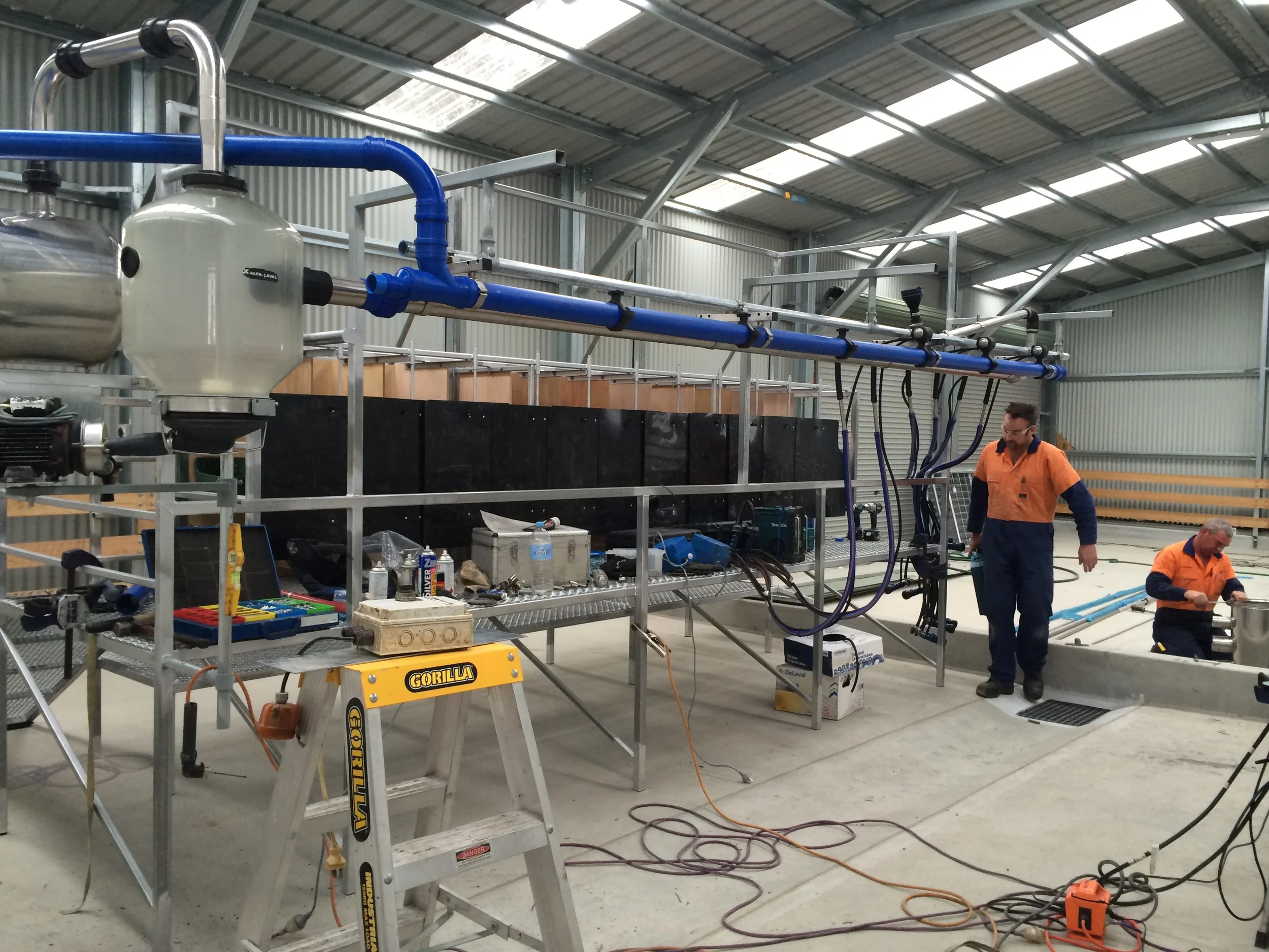 The guys worked hard to get the milking plant installed - 20 November 2014