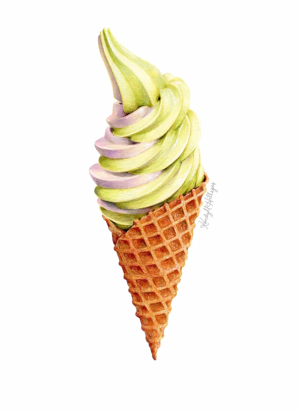 Soft Serve Ice Cream Cone Illustration