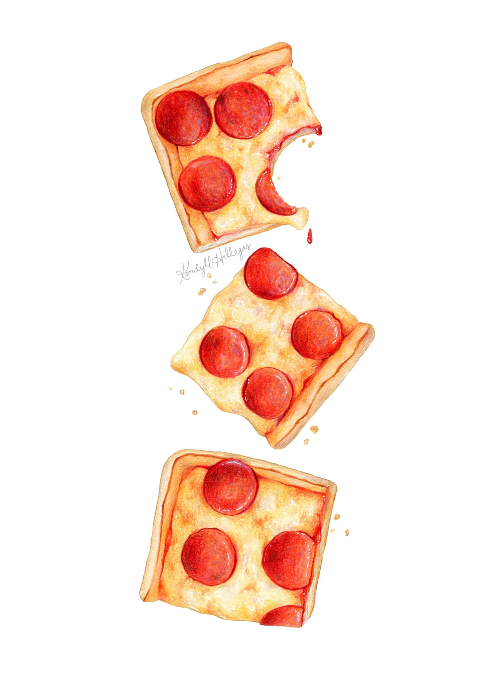 Pepperoni Pizza Pieces Illustration