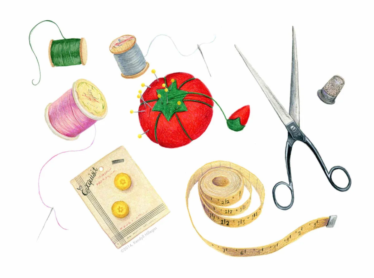 Sewing Items Illustration