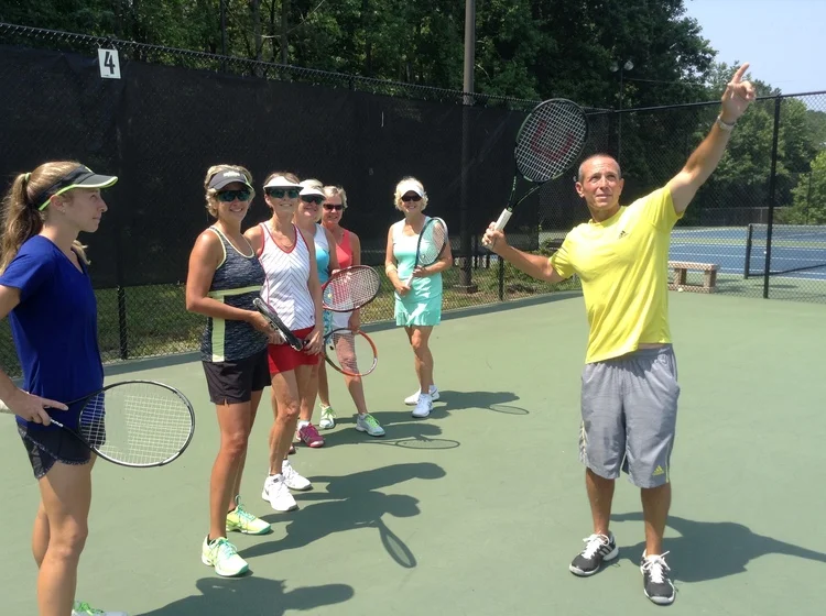 Brian Fleishman, our Director of Tennis, teaching an adult class.