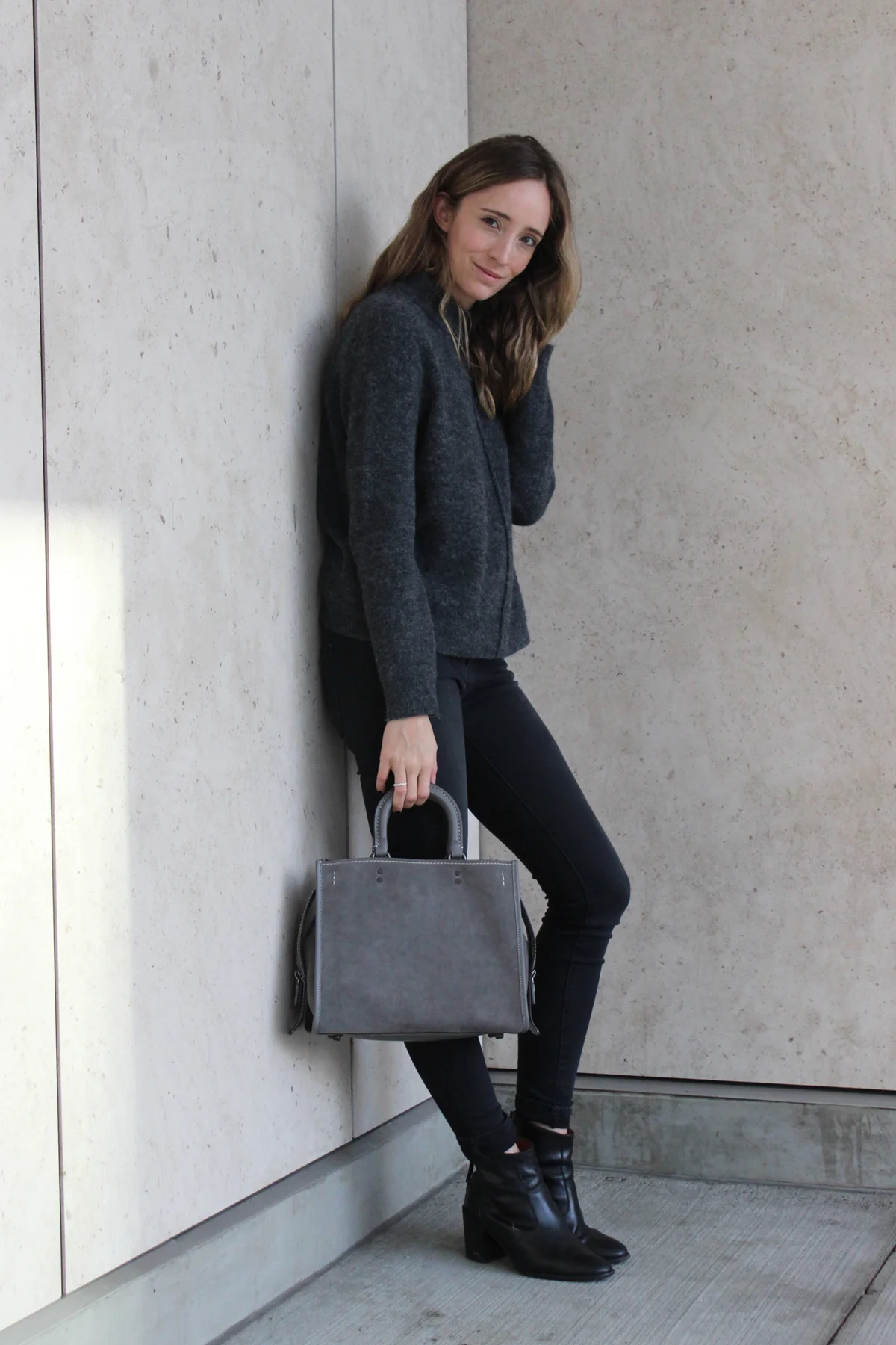 Wilfred Free pullover / Just USA jeans / Coach Rogue bag / Madewell boots ( similar )
