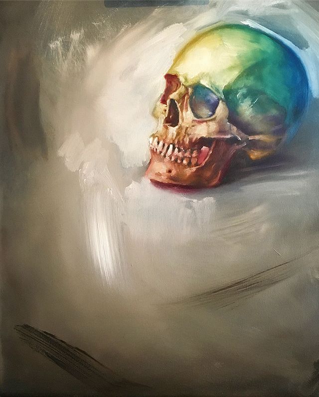 Picked up the brushes again the other day after not painting in oils for about 2 years.... 16x20 on canvas 
#oilpainting #oil #painting #painter #fineart #art #canvas #skull #highkey #rawumber #moody #paintstudy #paintsketch