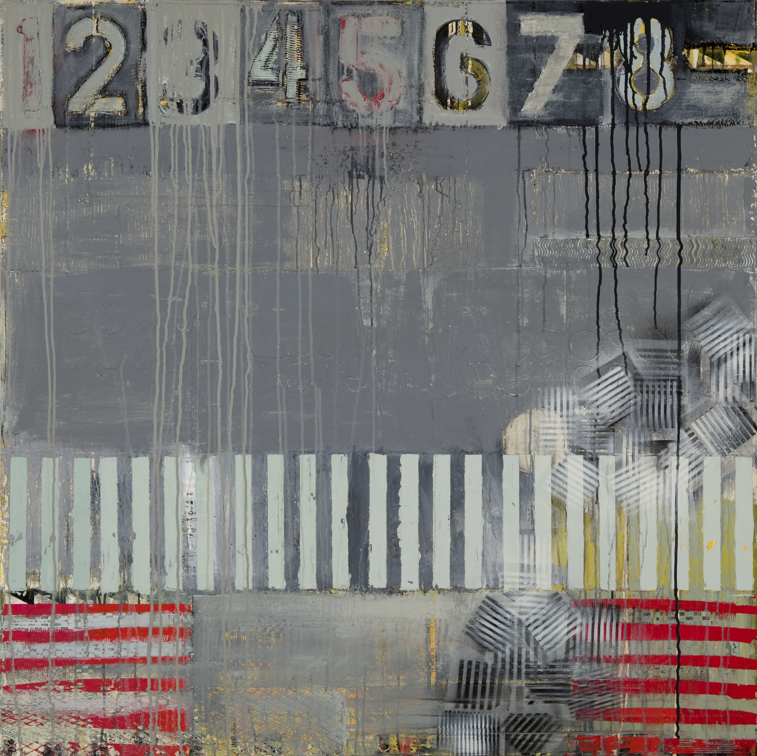 LONG & SHORT OF IT ACRYLIC/MIXED MEDIA ON CANVAS 48" X 48"