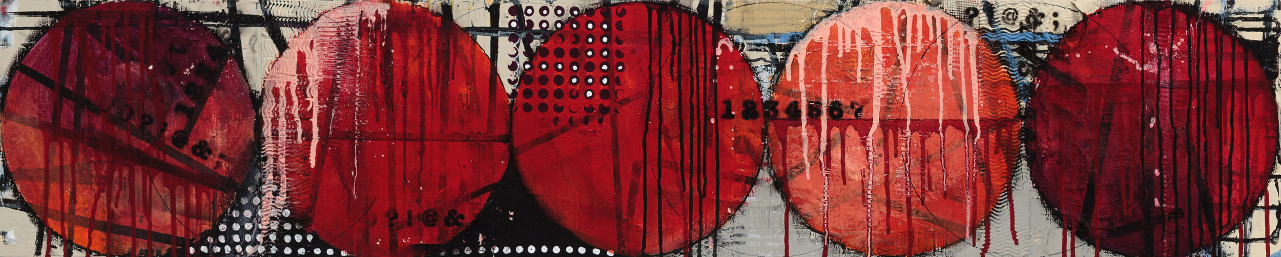 THE RED LINE ACRYLIC/MIXED MEDIA ON WOOD 12" X 60"