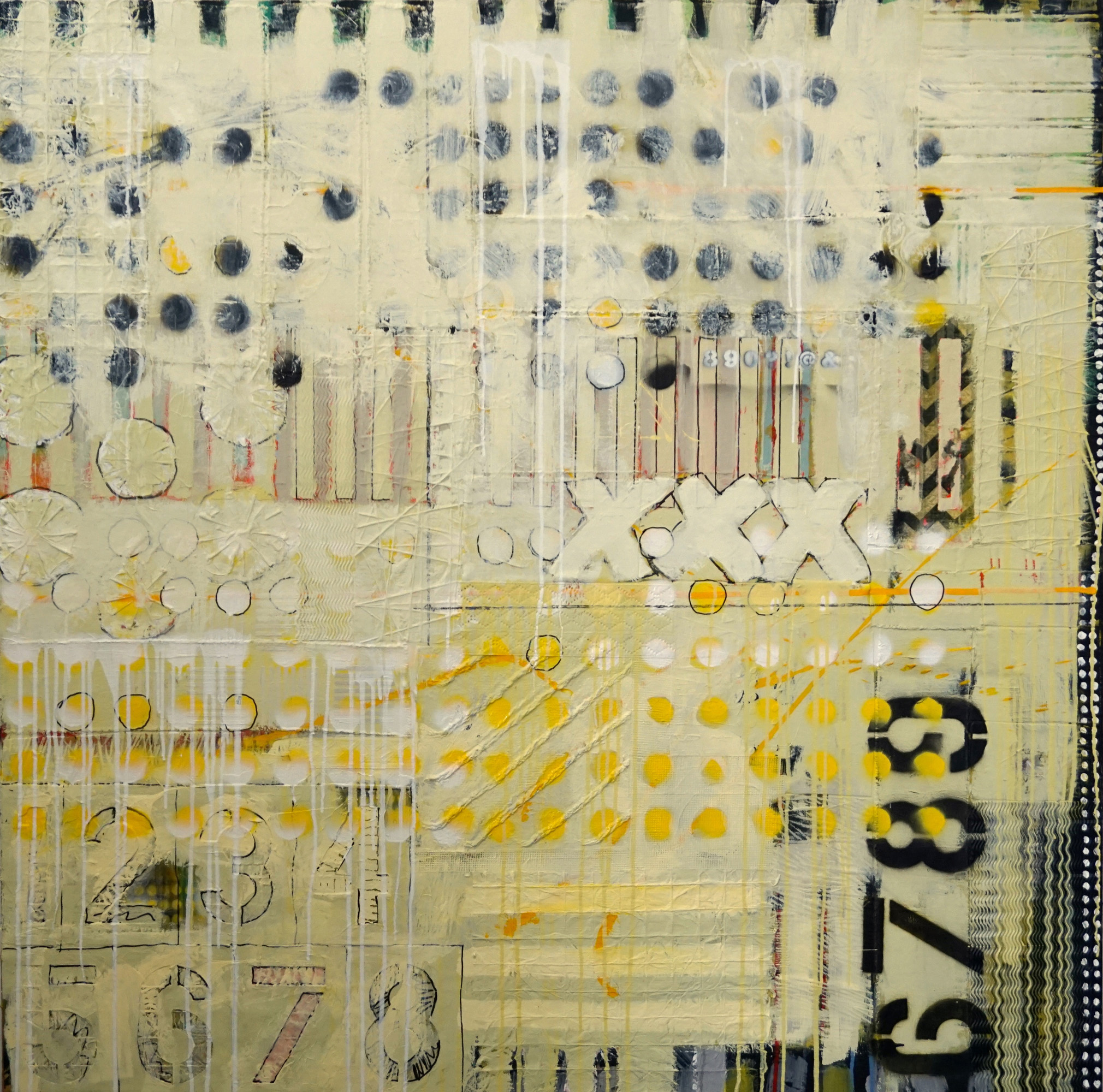 XXX ACRYLIC/MIXED MEDIA ON CANVAS 55" X 55"