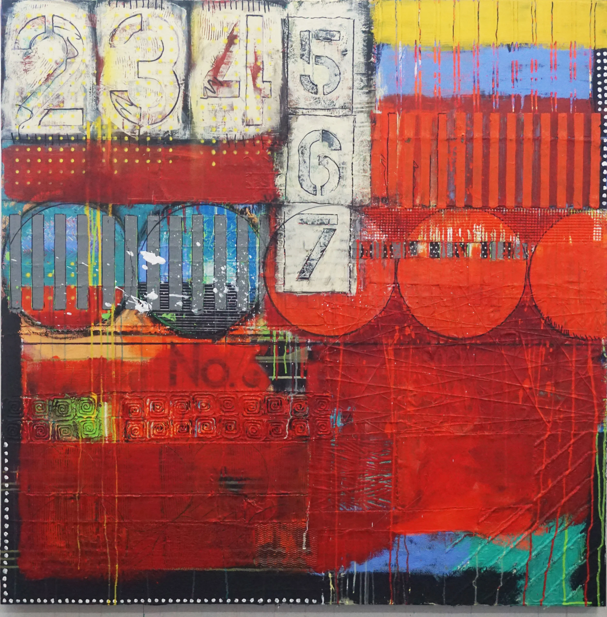 FOR PEG ACRYLIC/MIXED MEDIA ON CANVAS 55" X 55"