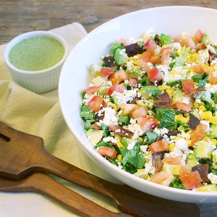 BLT Chop Salad with Corn, Feta & Avocado