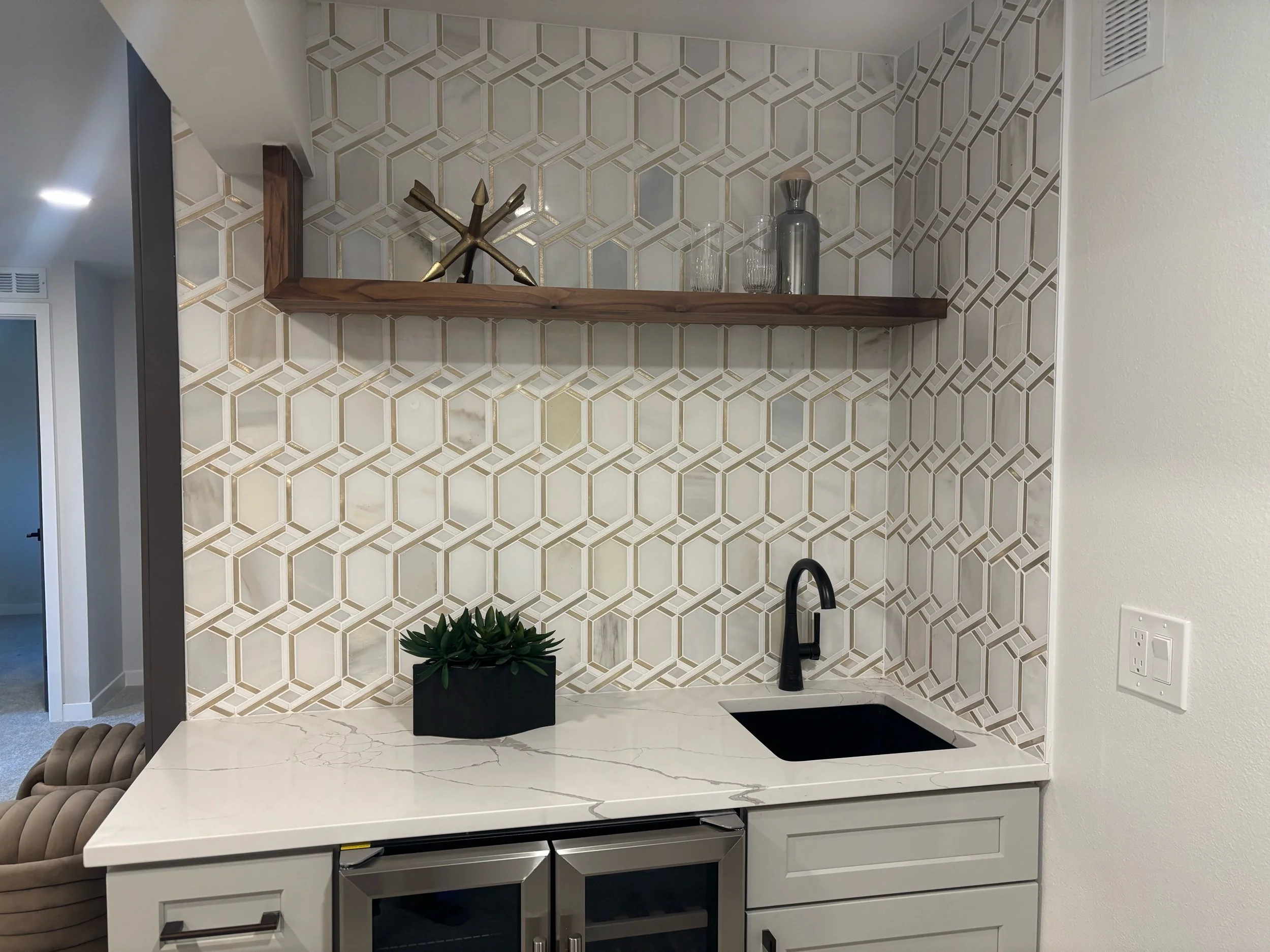 Walnut Floating Bar Shelf, Applewood Neighborhood, Golden, CO