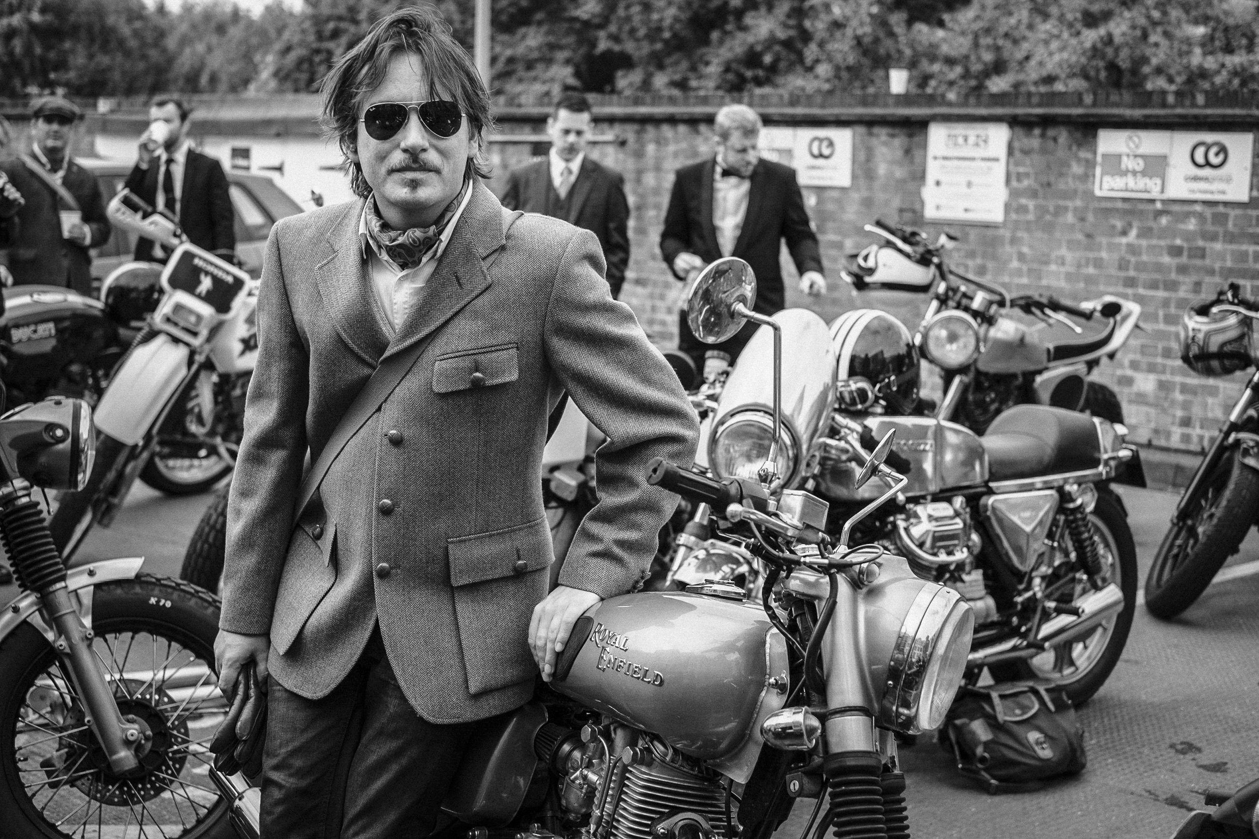 Richard Stow at the Distinguished Gentleman's Ride on the Royal Enfield.