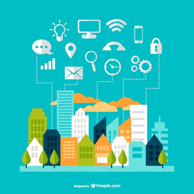 Illustration concept of smart city technologies. Image courtesy freepik.com
