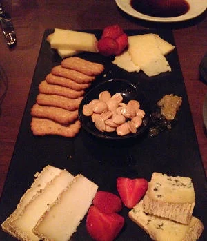 The fruit and cheese board appetizer at Tutoni's