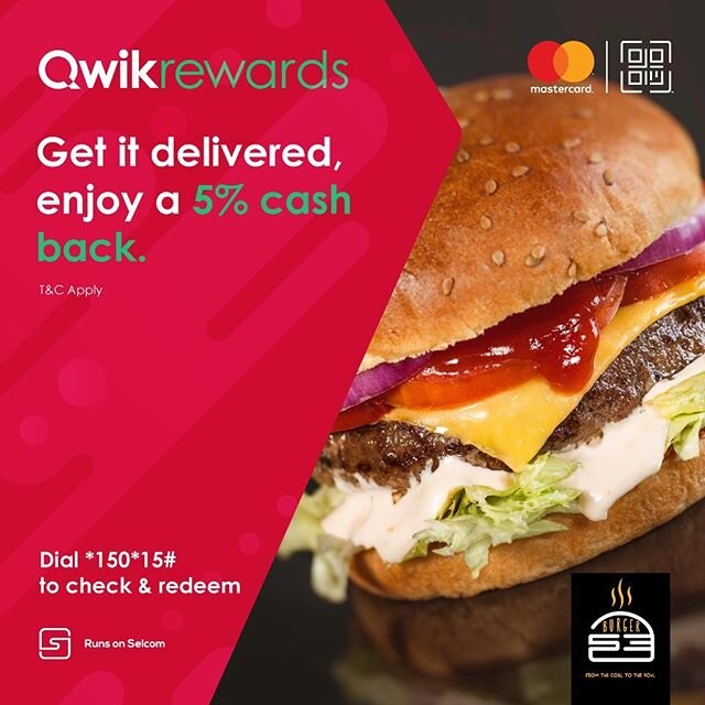 Spend at least TZS 20,000 @burger53tanzania to earn a 5% cash back on your Qwikrewards balance. Dial *150*15# to Check and Redeem #RunsOnSelcom 
We encourage you to stay home and let us safely deliver to you.