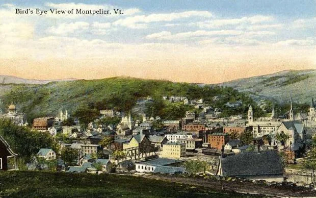 Bird's eye vintage view, Montpelier, Vermont