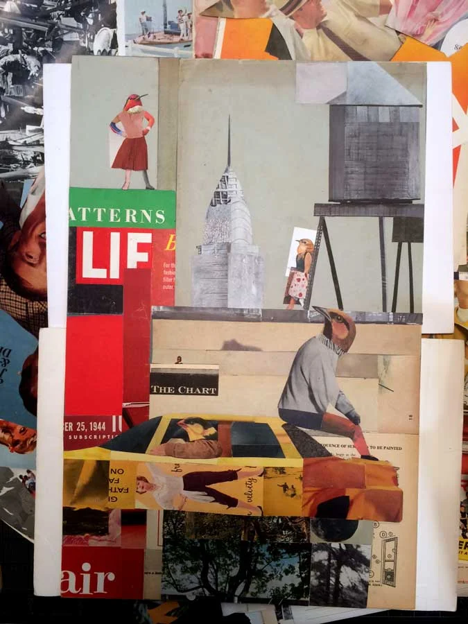 Work in progress: first stage/layer is the collage base.