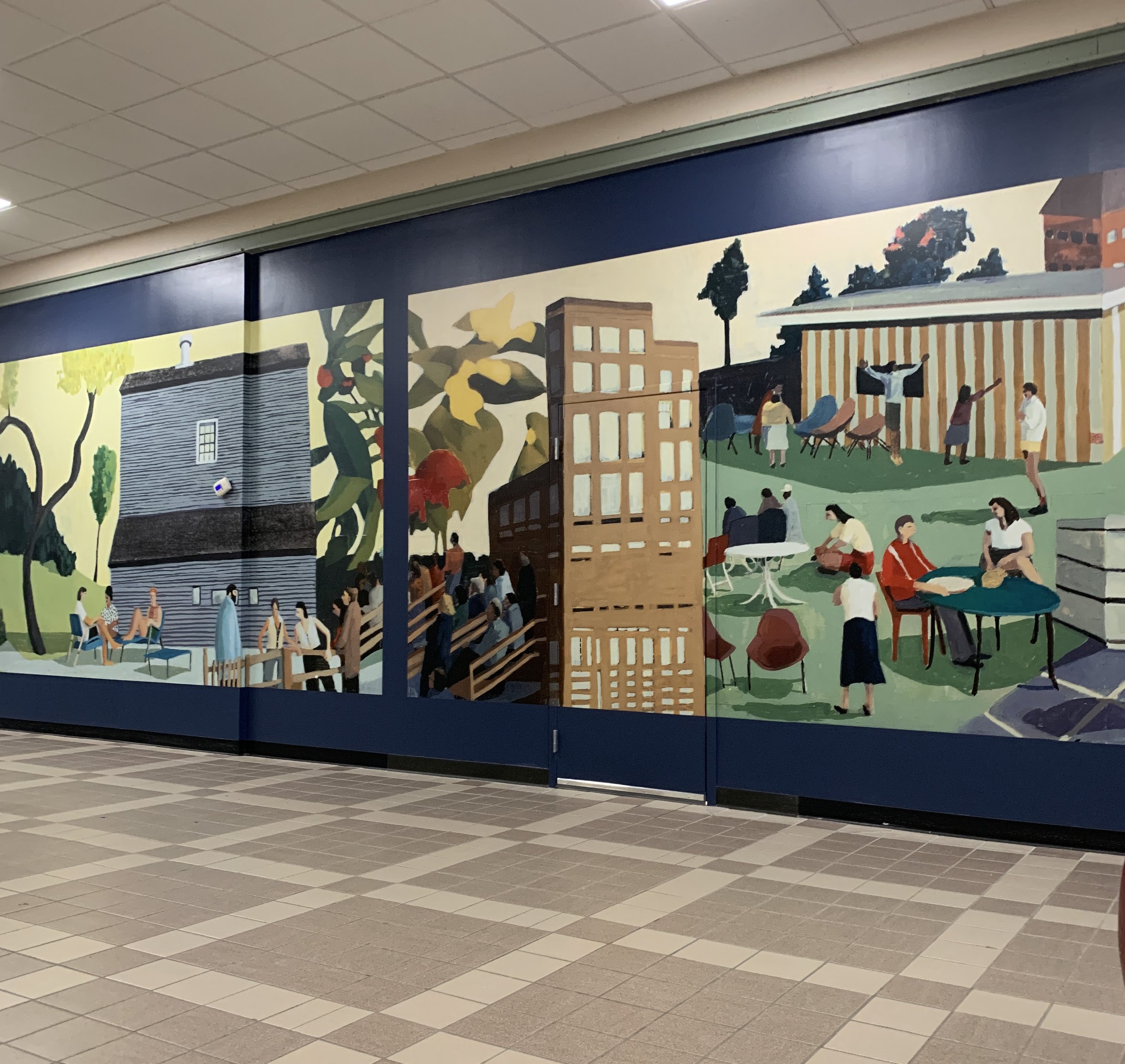 Large-scale wall graphic mural of my work at the Central Vermont Marketplace
