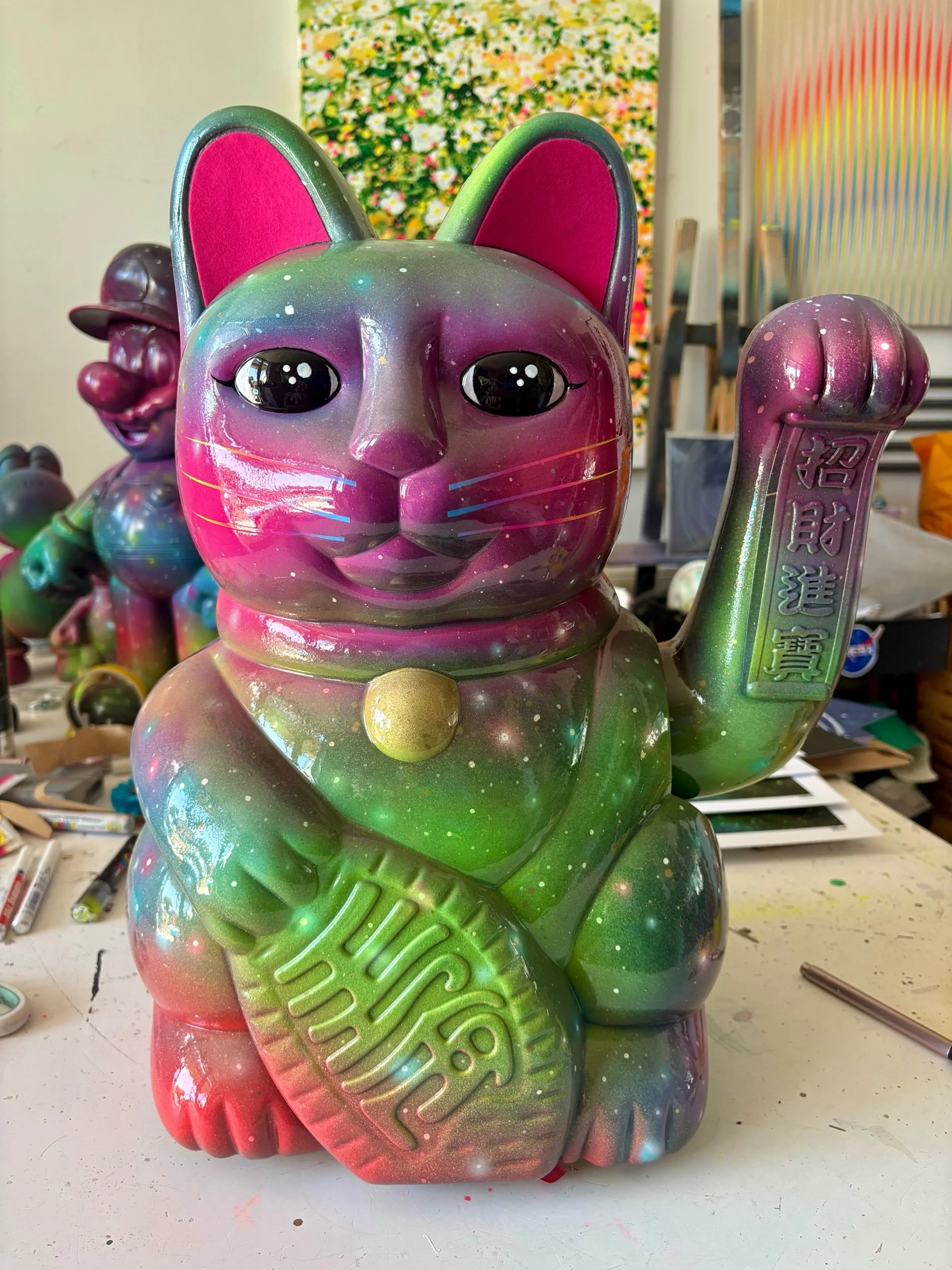 custom painted maneki neko lucky cat by Cheba
