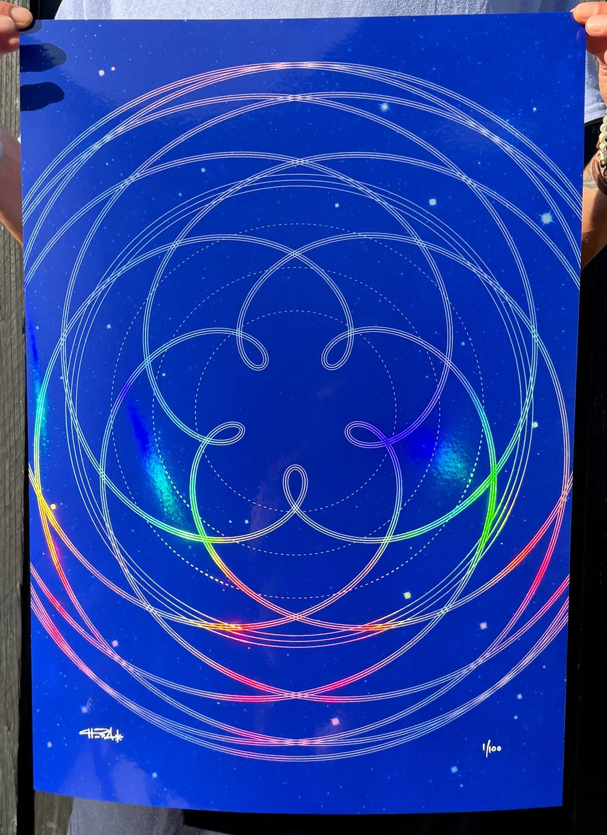 The Celestial Dance of Venus A2 Rainbow Paper Screen Print Edition by Cheba