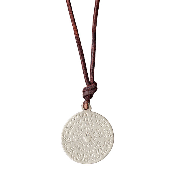 White Alloy Hand Casted Medallion On Leather Rope