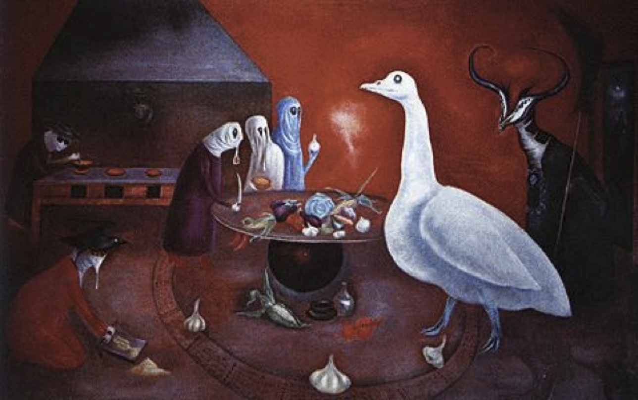 Fig. 5: Leonora Carrington, Grandmother Moorhead’s Aromatic Kitchen ,
1975
Normal
0
false
false
false
EN-US
JA
X-NONE
/* Style Definitions */
table.MsoNormalTable
{mso-style-name:"Table Normal";
mso-tstyle-rowband-size:0;
mso-tstyle-colband-size:0;
mso-style-noshow:yes;
mso-style-priority:99;
mso-style-parent:"";
mso-padding-alt:0in 5.4pt 0in 5.4pt;
mso-para-margin:0in;
mso-para-margin-bottom:.0001pt;
mso-pagination:widow-orphan;
font-size:12.0pt;
font-family:Cambria;
mso-ascii-font-family:Cambria;
mso-ascii-theme-font:minor-latin;
mso-hansi-font-family:Cambria;
mso-hansi-theme-font:minor-latin;}