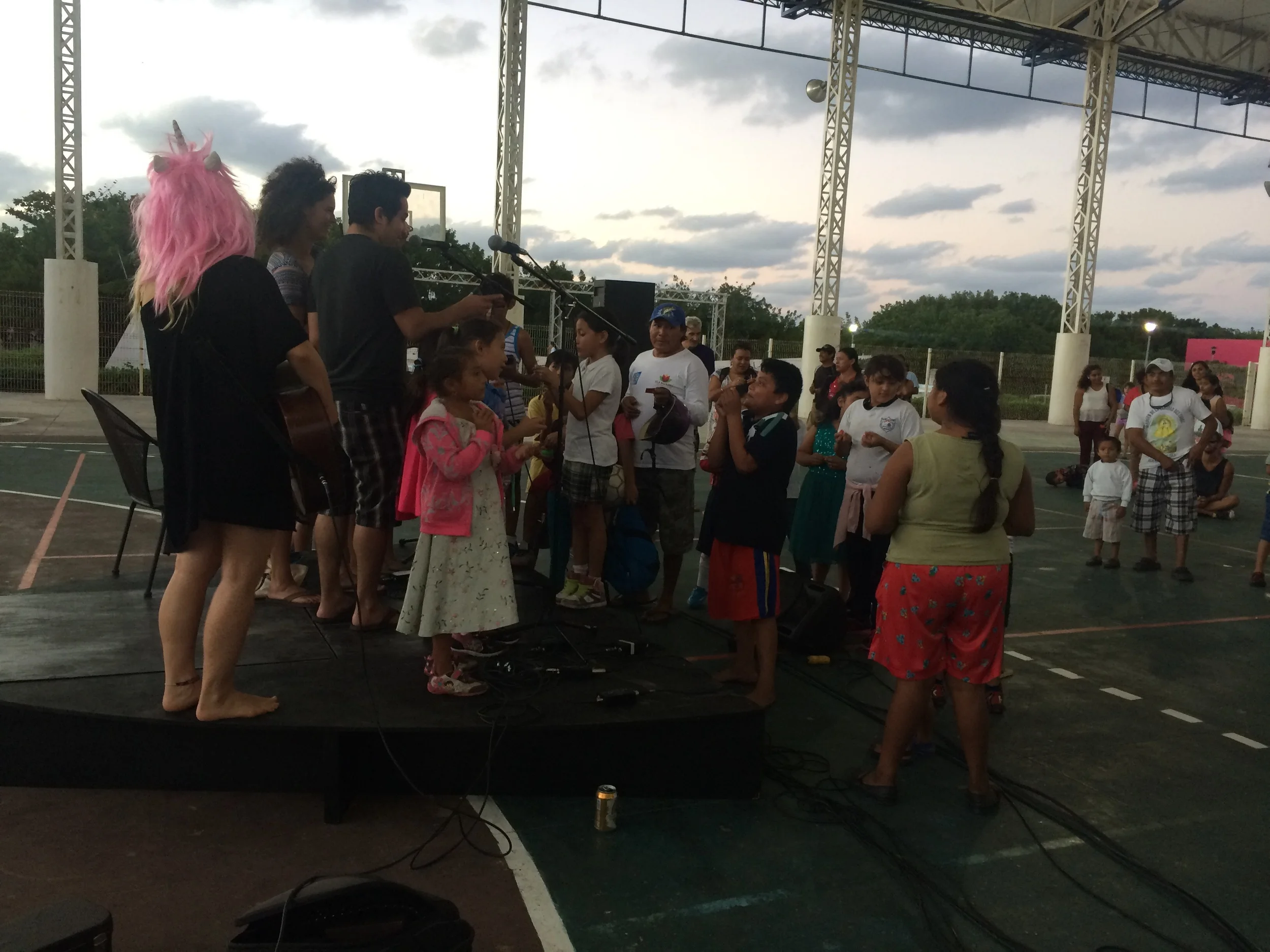 We put on a concert for the locals. We handed out egg shakers so the kiddies could play along. Miguel got up at the end to translate for us!