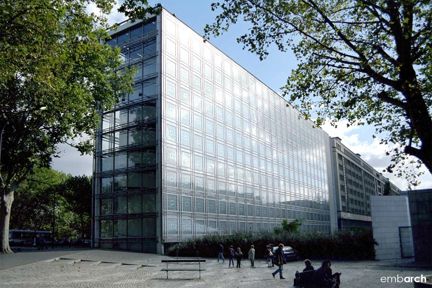 Overlaying grids of aluminum panels...