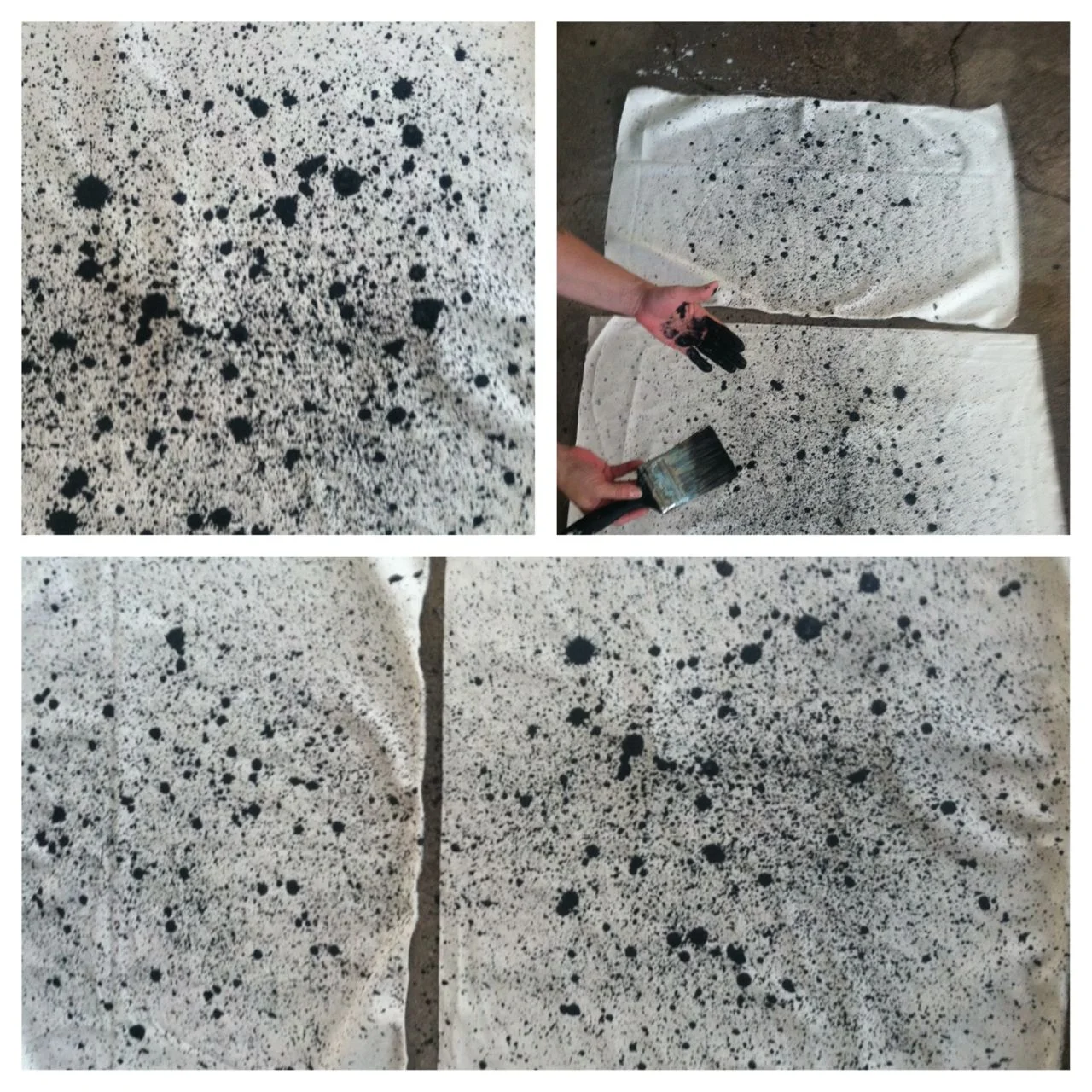 splatter painting canvas for totes and aprons
