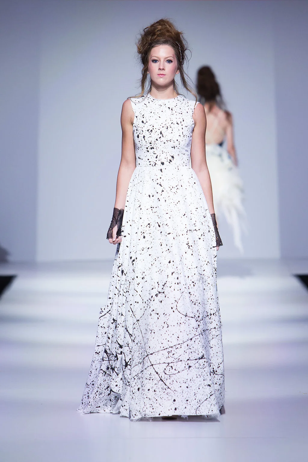 Hand splattered white gown