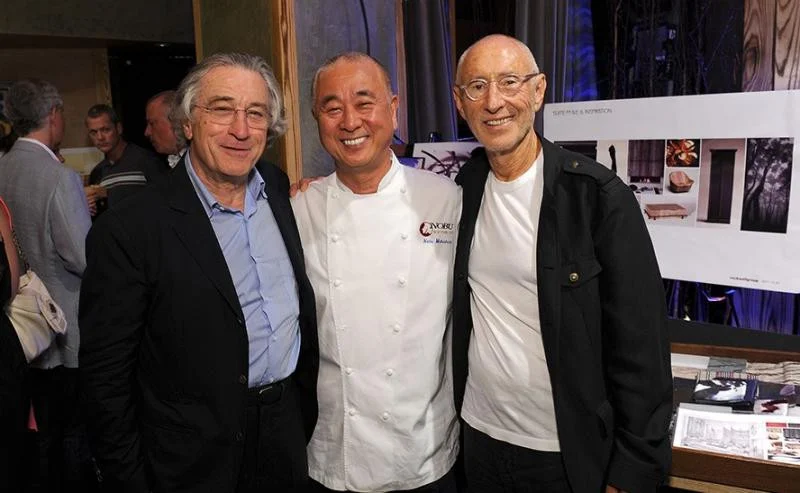 El actor Robert De Niro, el chef Nobu Matsuhisa, el productor de cine Meir Teper.
