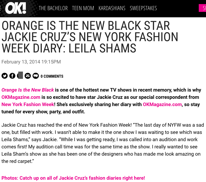 Jackie Cruz's NYFW Diary: Leila Shams