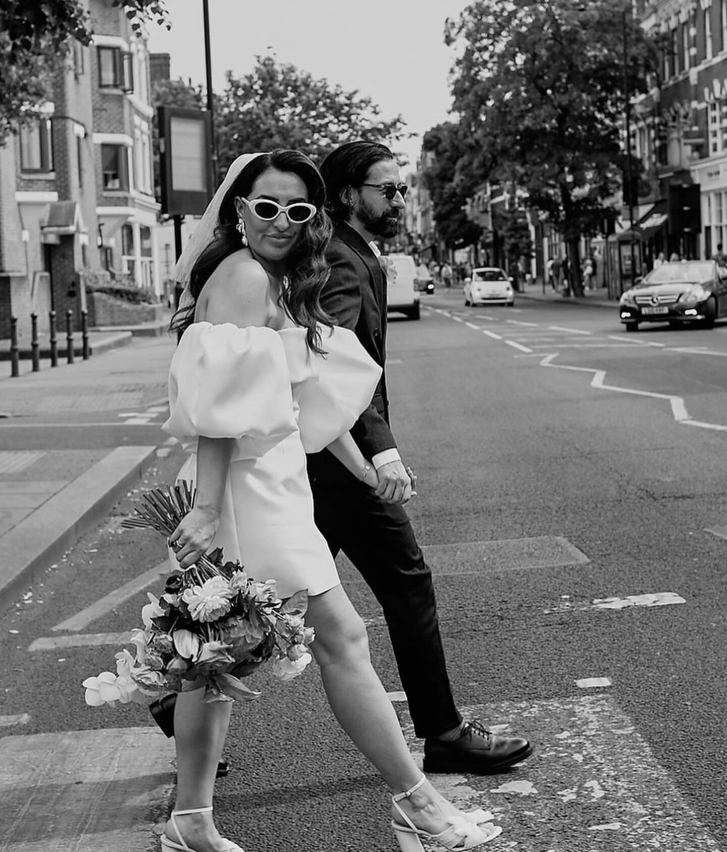 Summer city wedding sorted 🤎 Caitriona wearing the Alexa mini &amp; Penny puff sleeves with @loefflerrandall 🏹