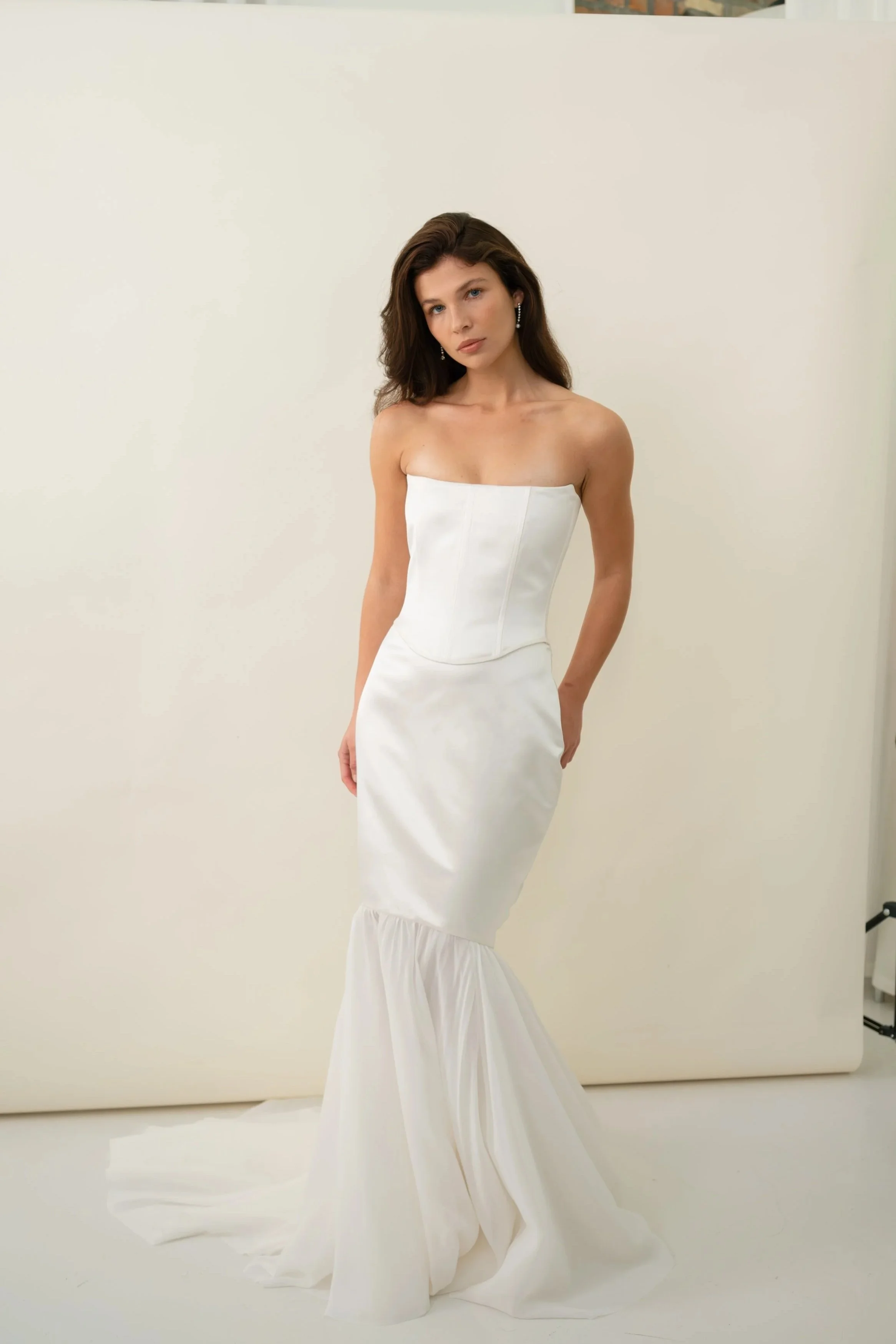 Meg Corset and Skirt by Jessica bennett Silk duchess satin minimal bridal separates