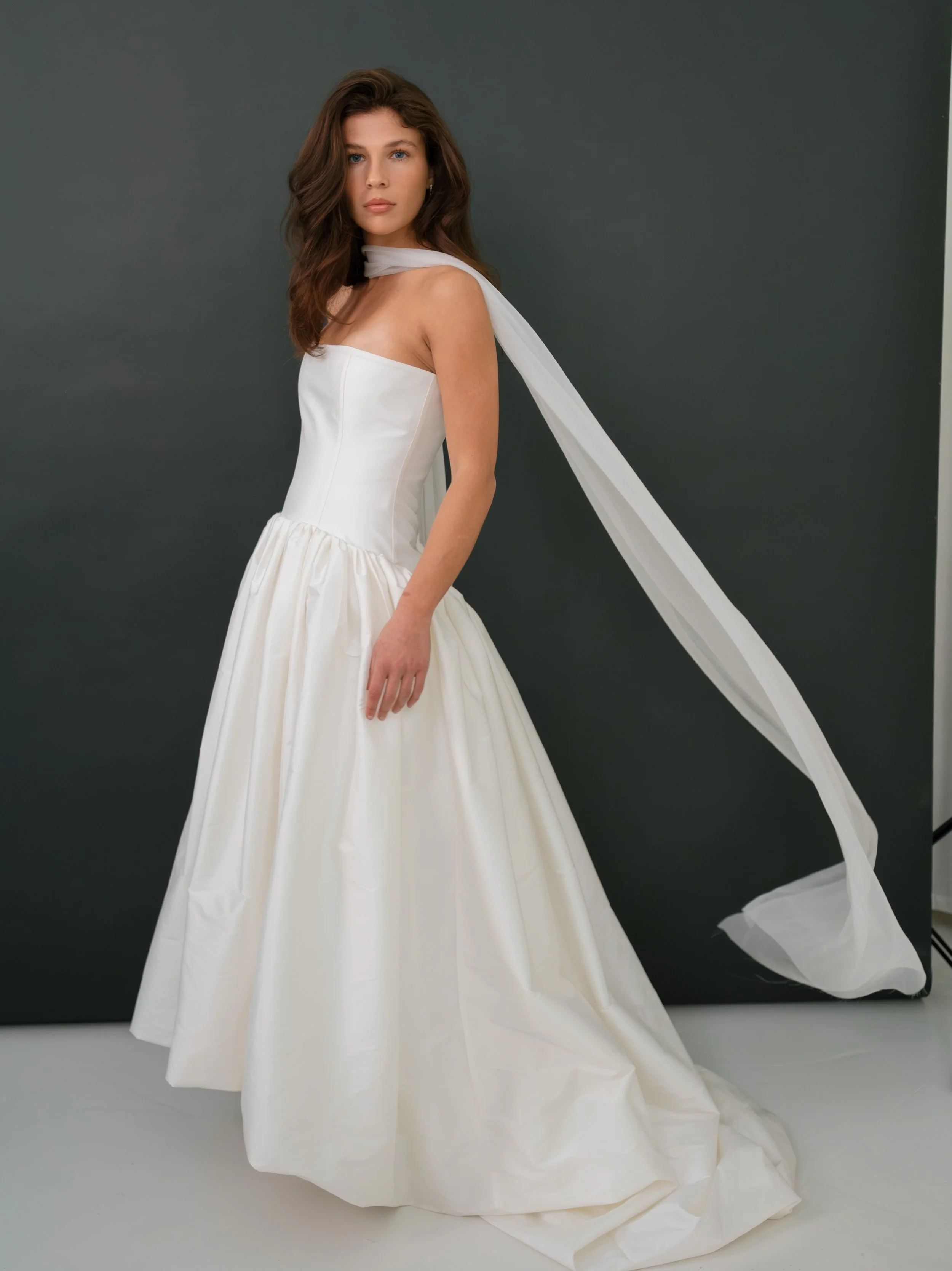 The Romi dress - feminine, romantic &amp; playful 

Here in taffeta, also available in silk dupion &amp; silk duchess satin 

Available in store &amp; the newly opened @thefallbride New York ❤️