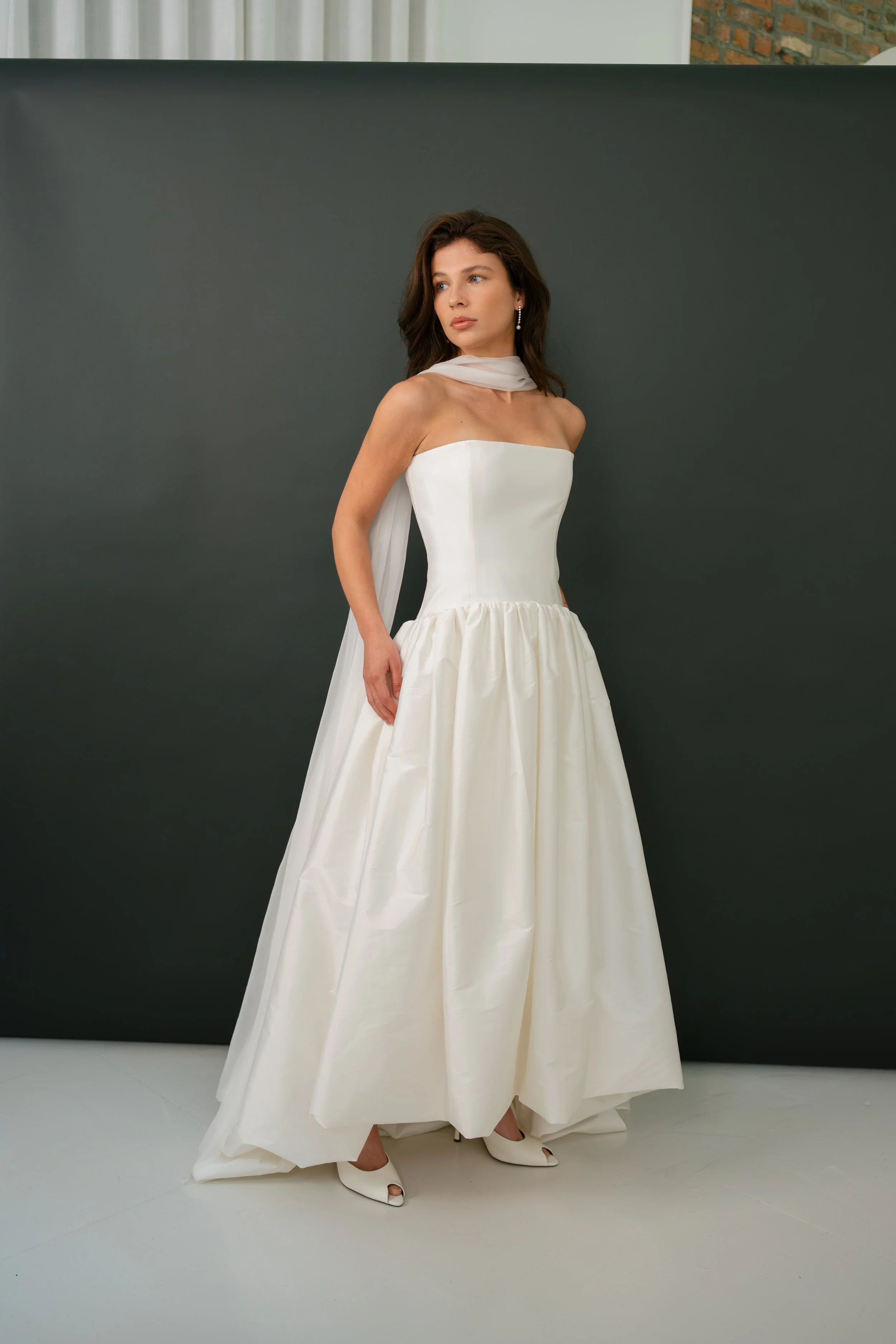 Delphine scarf in crinkle silk chiffon