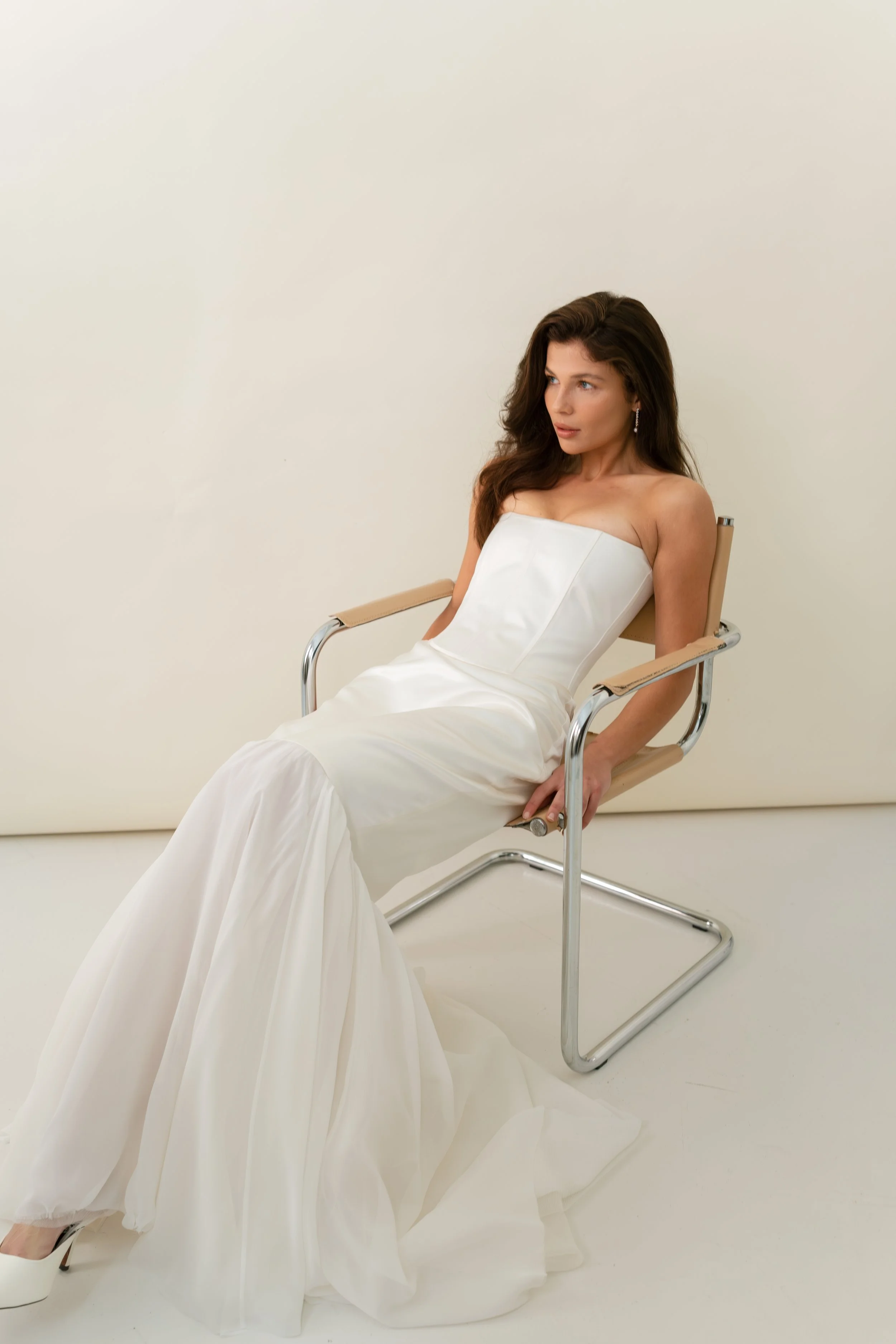 Meg Corset and Skirt by Jessica bennett Silk duchess satin minimal bridal separates