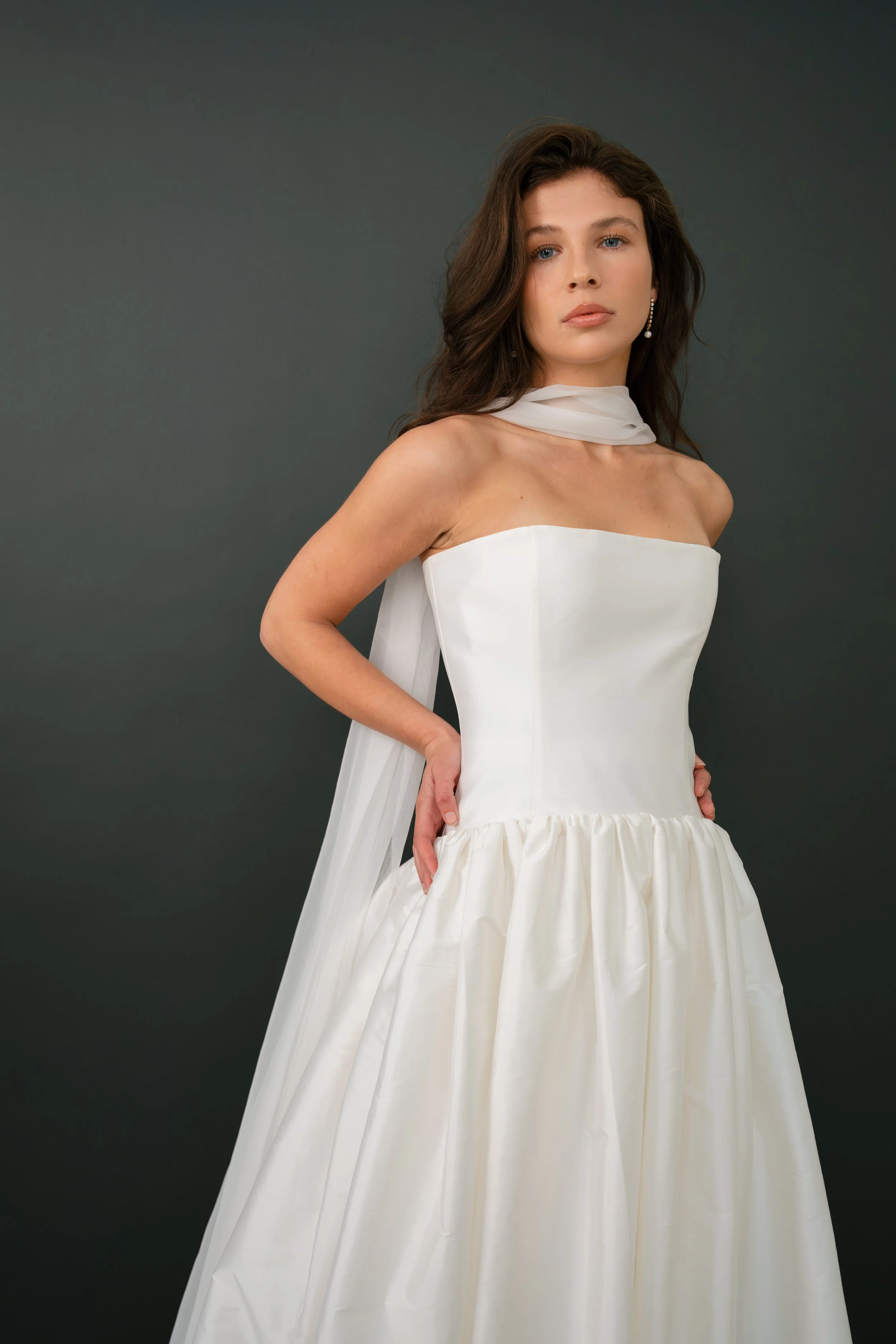 Delphine scarf in crinkle silk chiffon