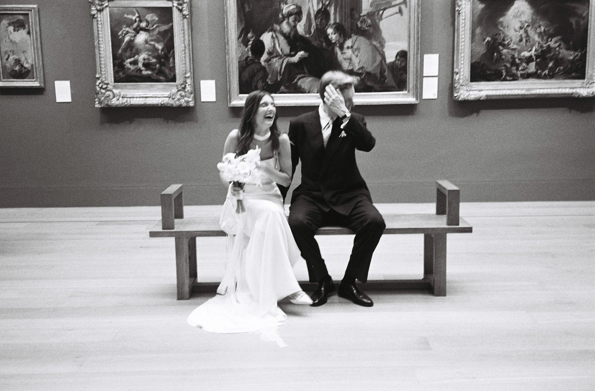 Jessica bennett real bride, Becky wearing She full lenfth dress for her intimate London wedding