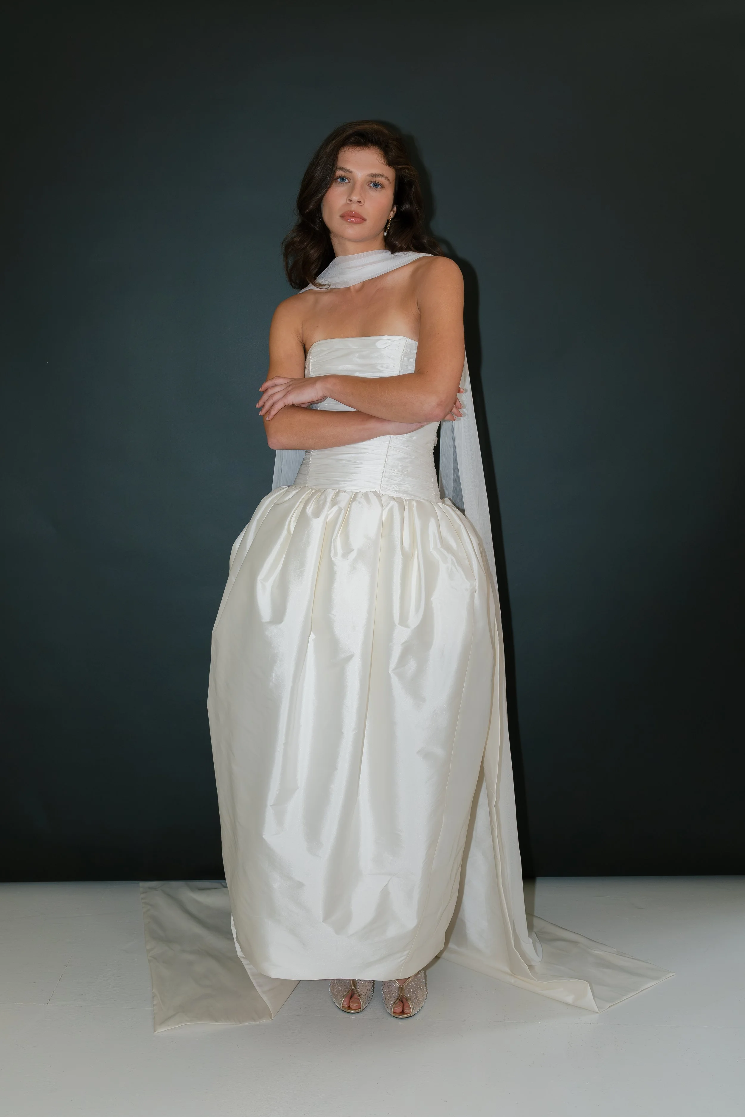 Sloane Bustle train by Jessica Bennett gathered taffeta train remove-able bridal separate