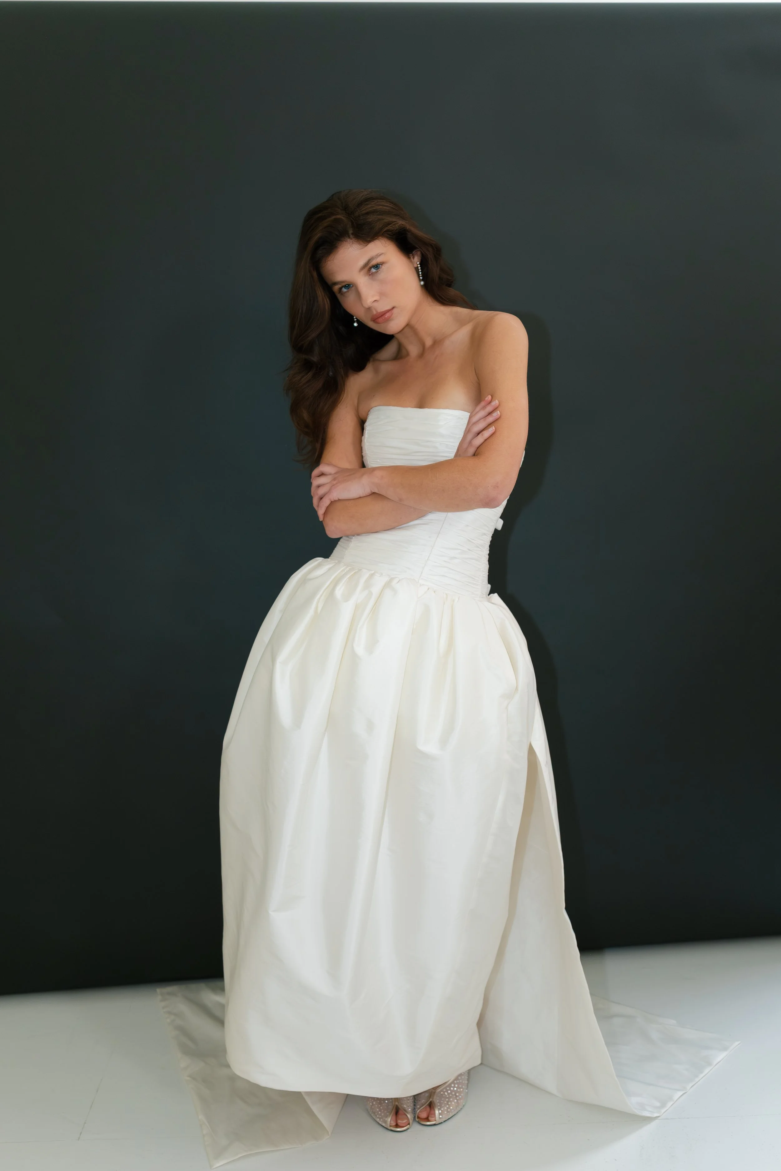 Sloane Bustle train by Jessica Bennett gathered taffeta train remove-able bridal separate