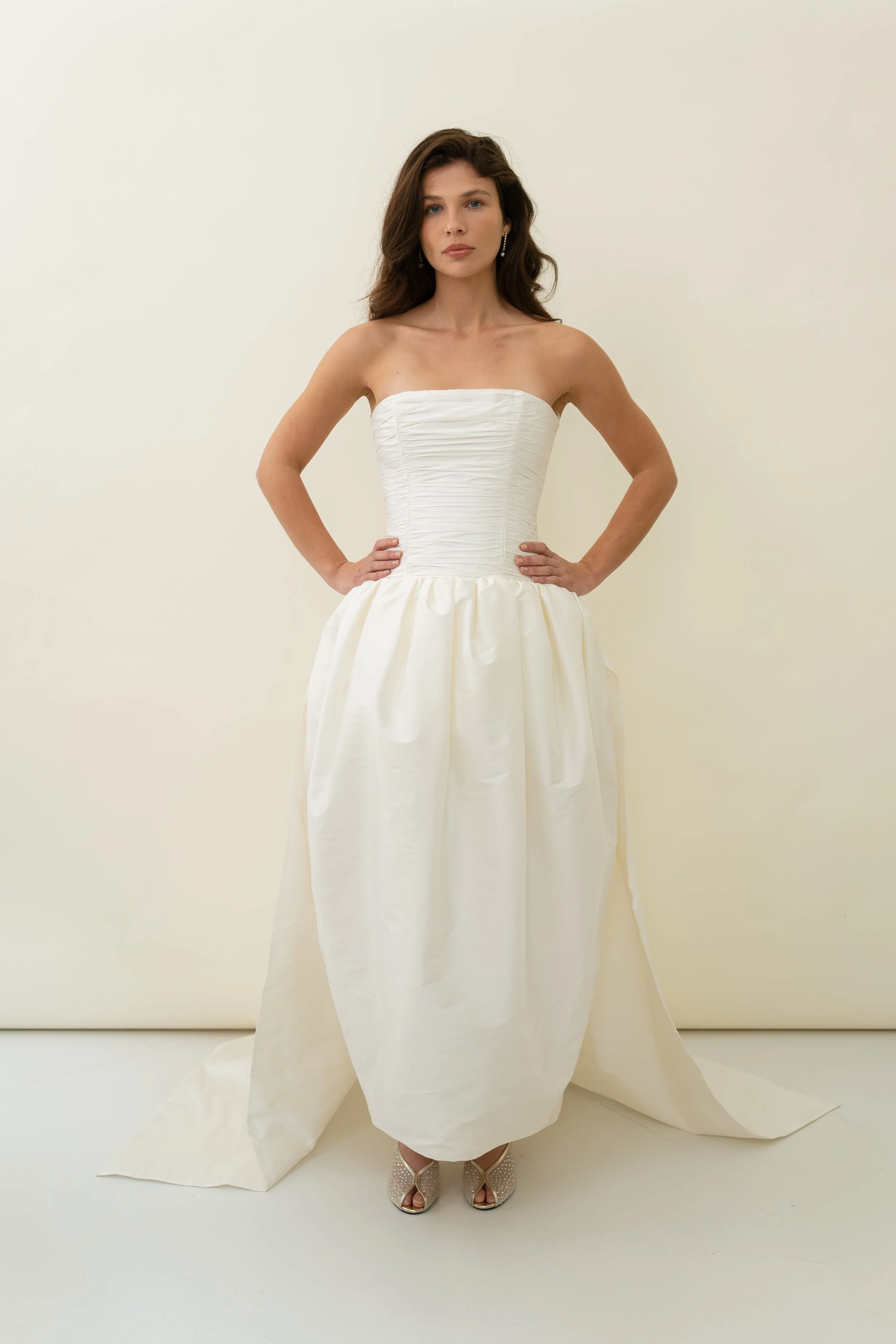 Sloane Bustle train by Jessica Bennett gathered taffeta train remove-able bridal separate