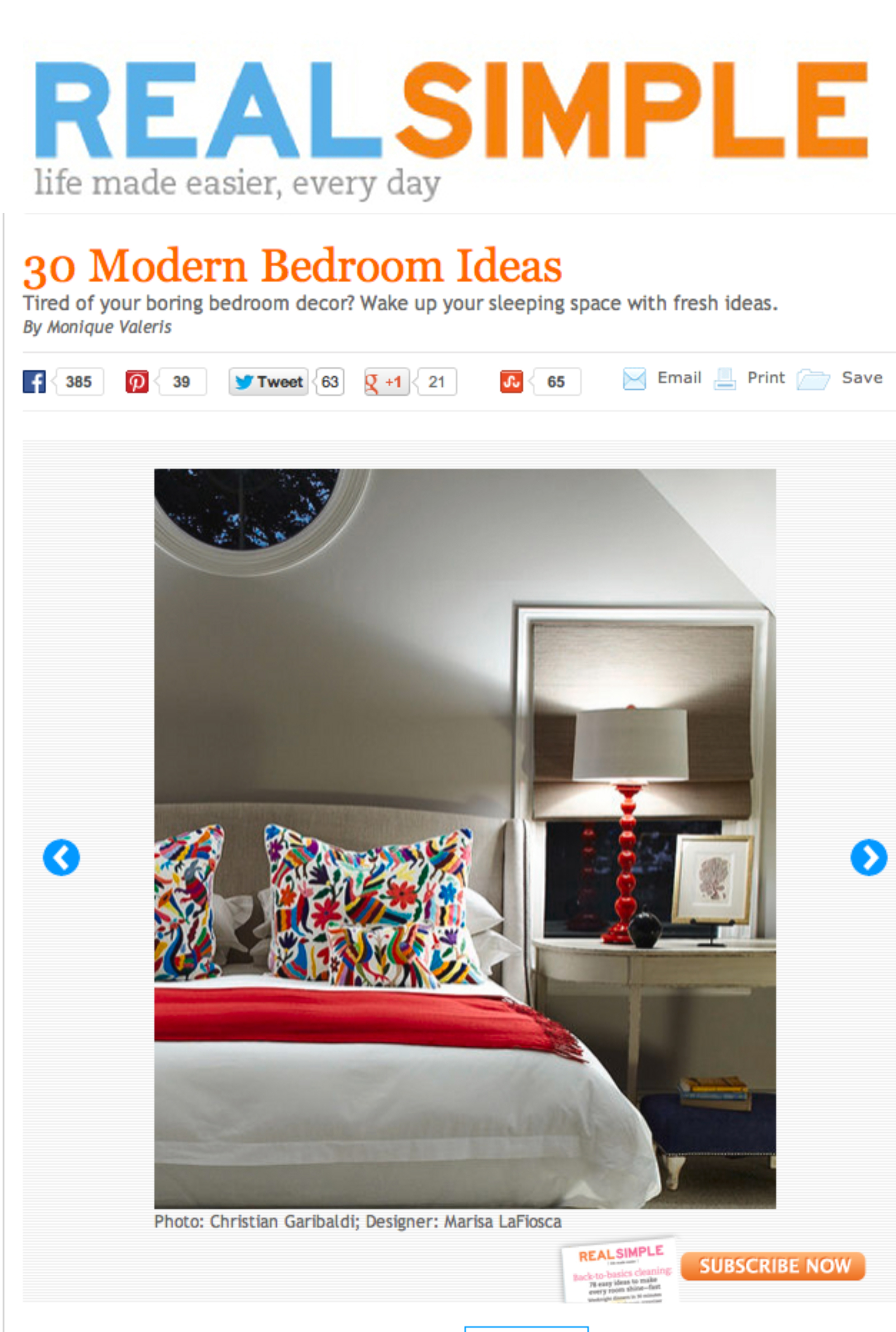 REAL SIMPLE. 30 MODERN BEDROOMS 2013.