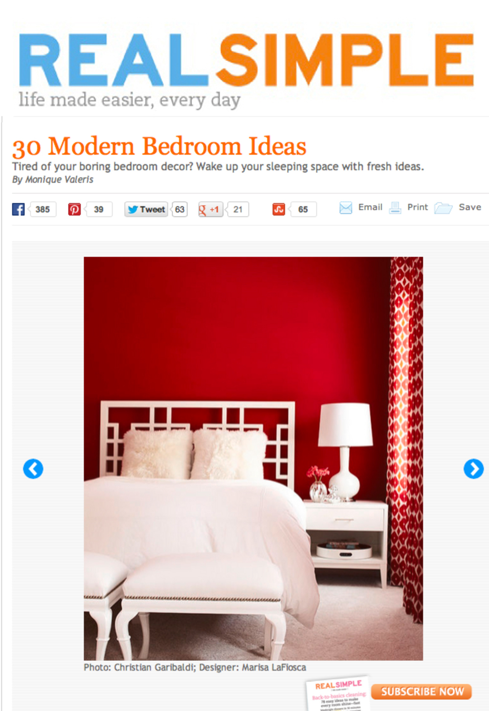 REAL SIMPLE. 30 MODERN BEDROOMS 2013.