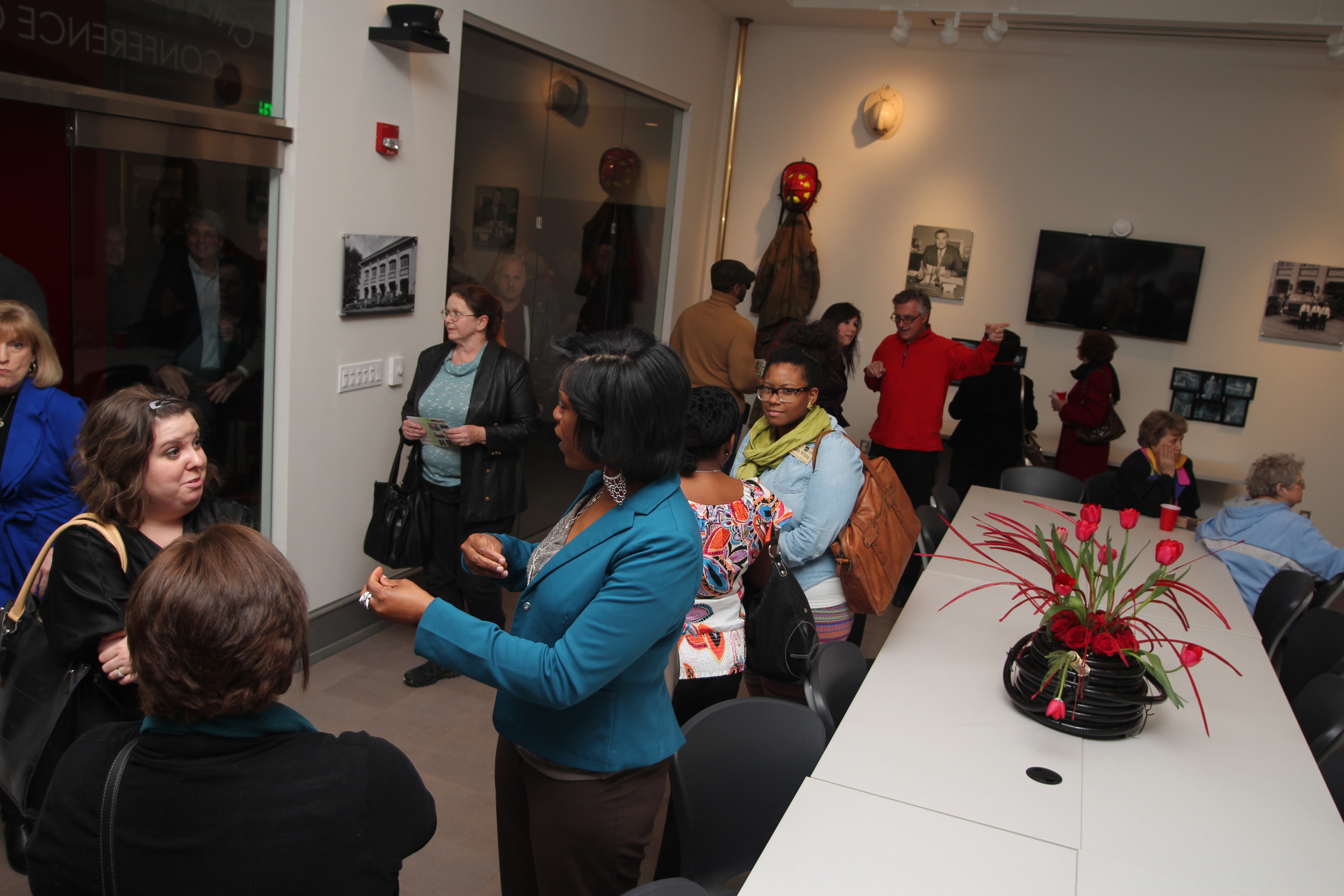 The Eager Crowd Tours the Building