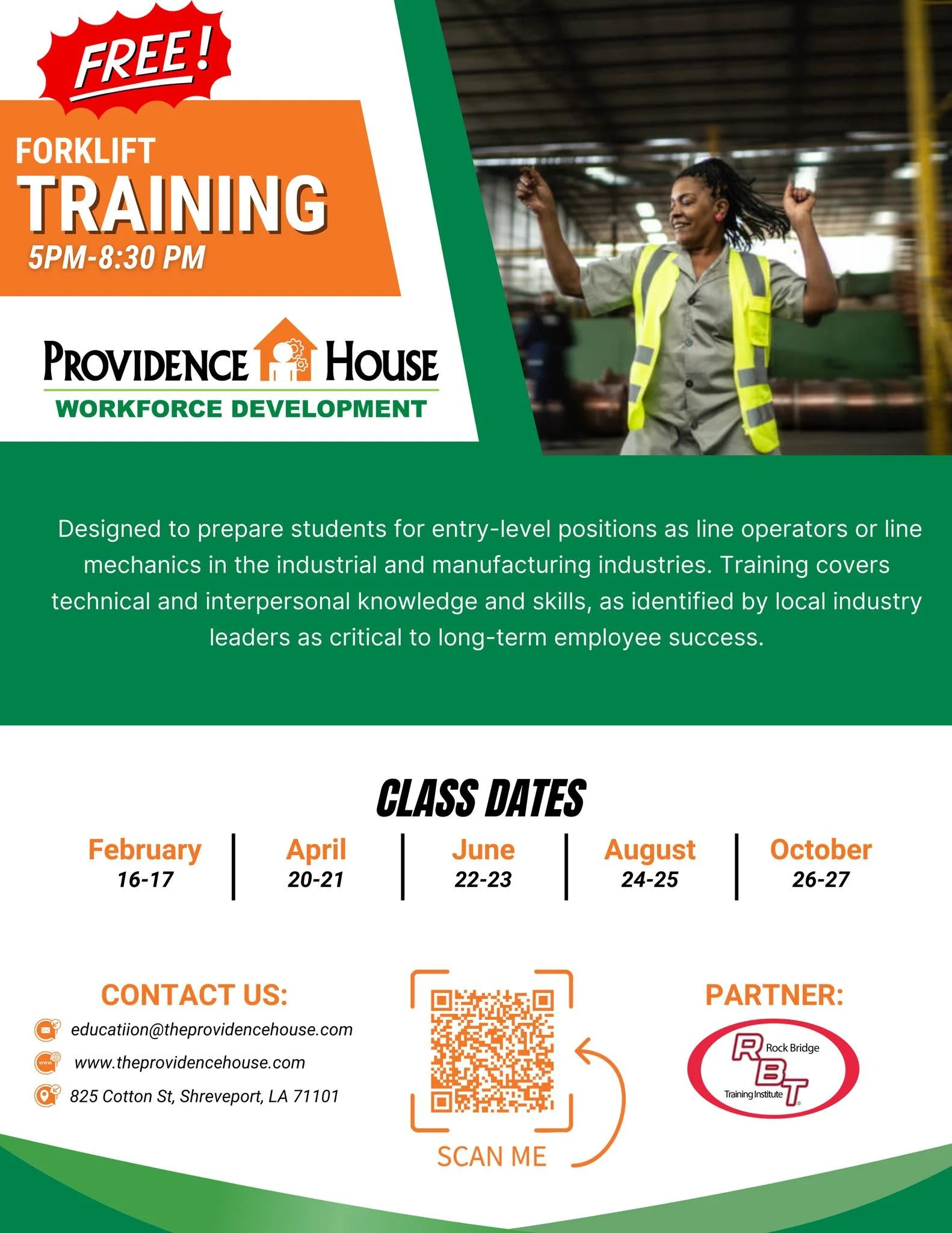 FREE Forklift Training at The Providence House Shreveport