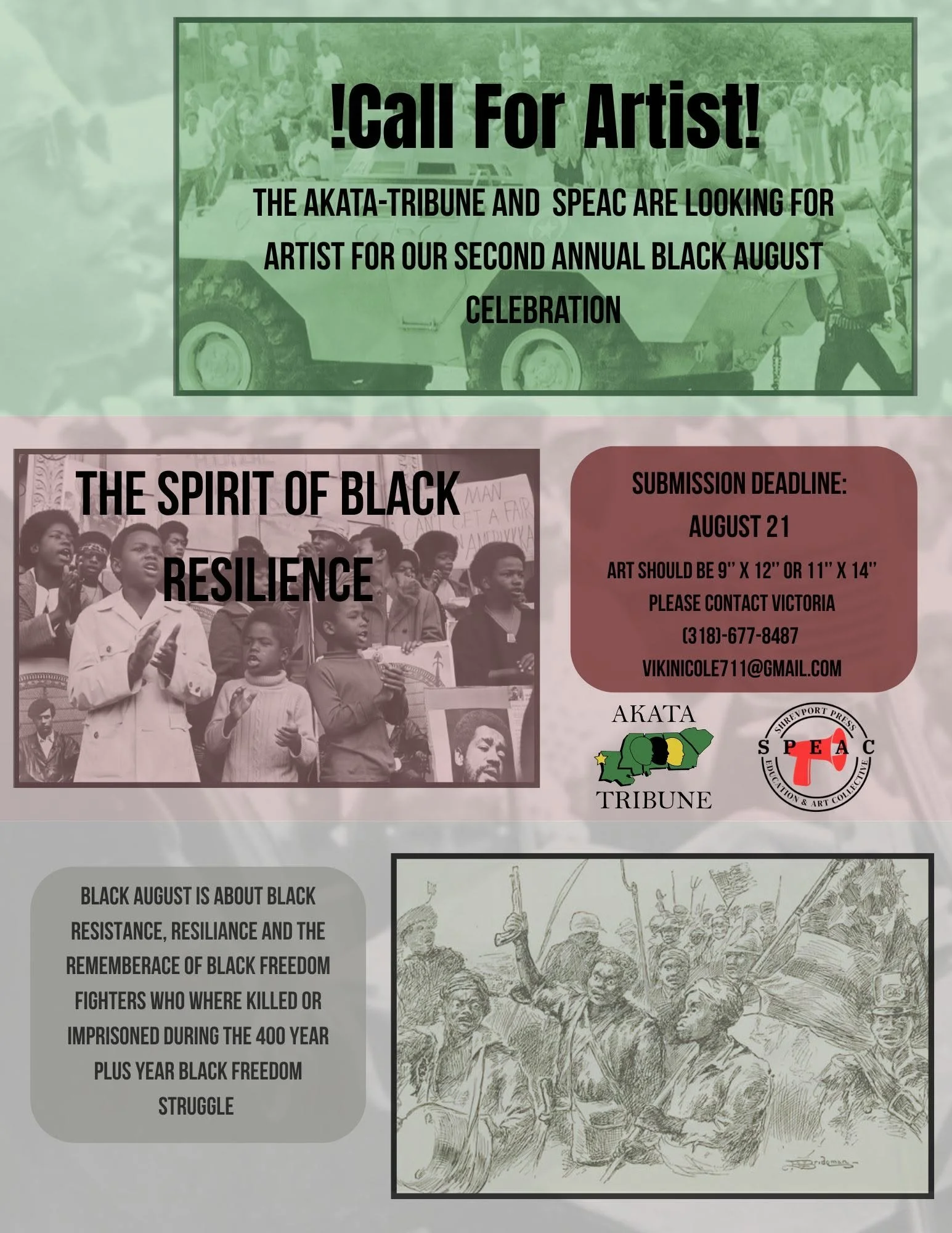 Artist call: Black August exhibition at SPEAC studio 