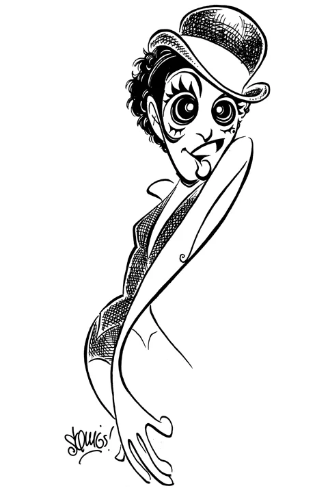 Liza Minnelli in the movie Cabaret, drawn for a production of Forbidden Broadway. 